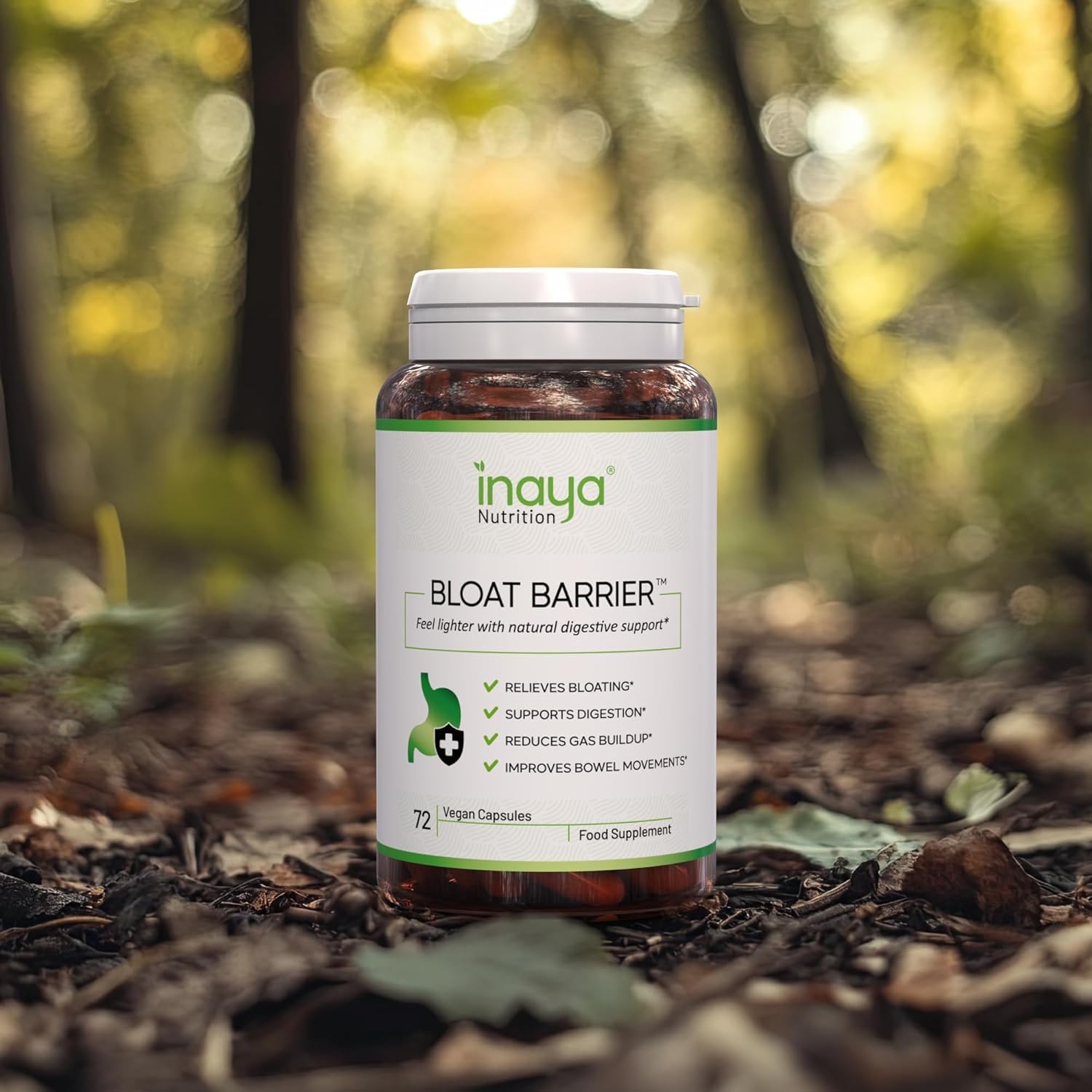 Inaya Nutrition BloatBarrier 72 Capsules - Natural Digestion and Bloating Supplement for Stomach Bloating Relief, Gas Reduction, and Improved Bowel Movements
