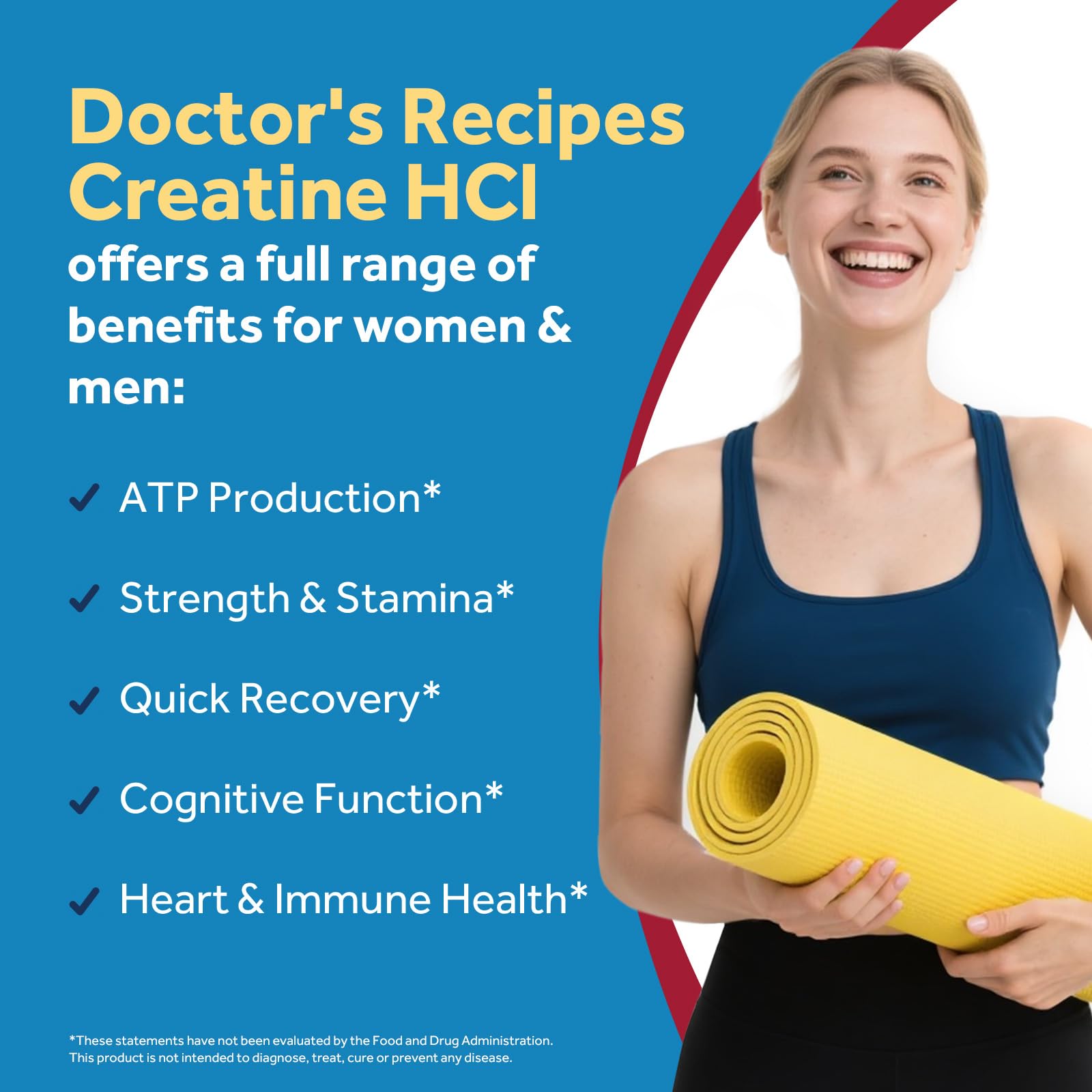 Doctor's Recipes Creatine HCl Capsules, 750 mg, Creatine Hydrochloride for Women & Men, Strength & Recovery, Brain Health, Fast Absorbing, Vegan, 90 Capsules Doctor's Recipes Au supplements