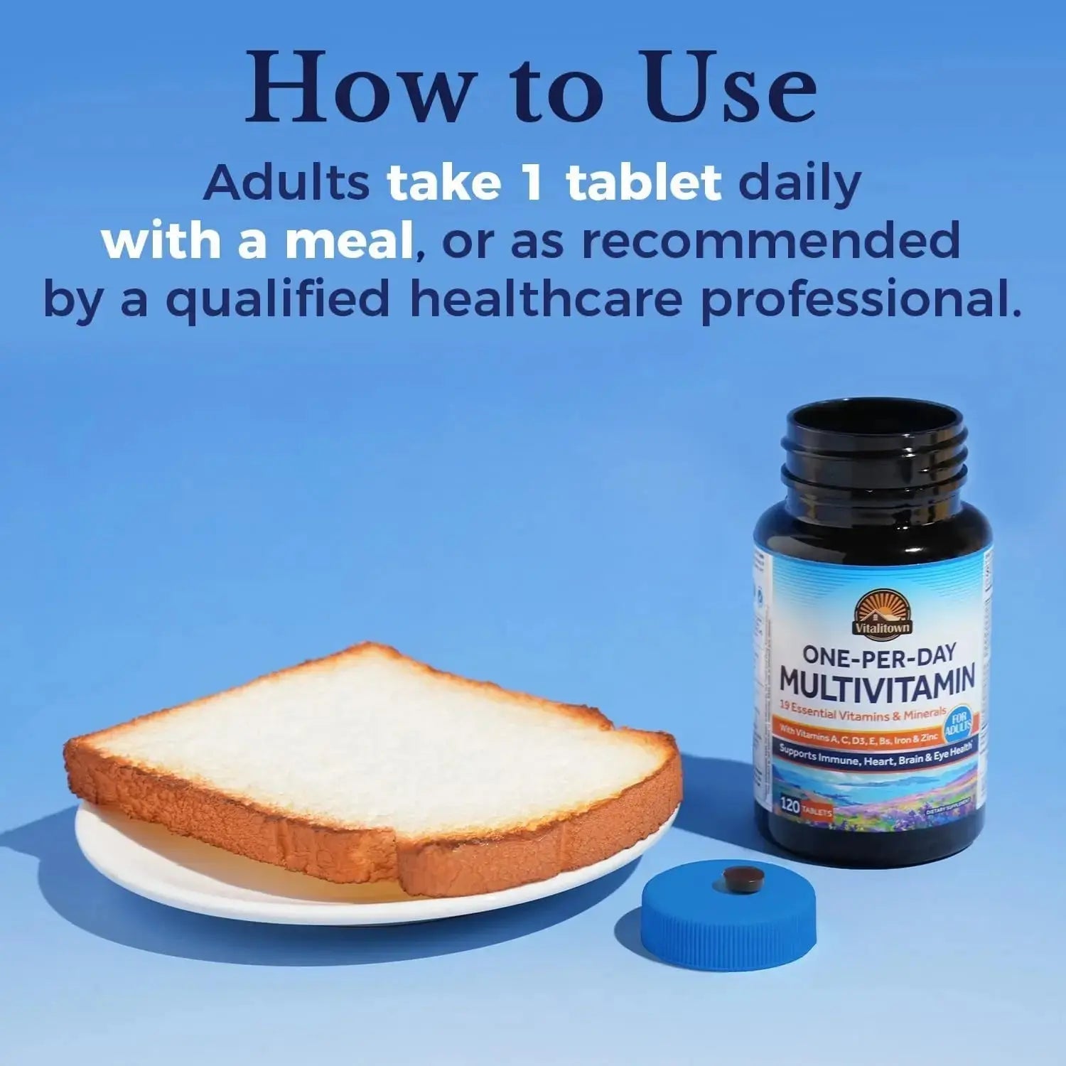 Vitalitown Multivitamin for Women & Men, with Iron, Zinc, Vitamin D3, A, C, B, E, 19 Key Nutrients, One Per Day Vitalitown Au supplements