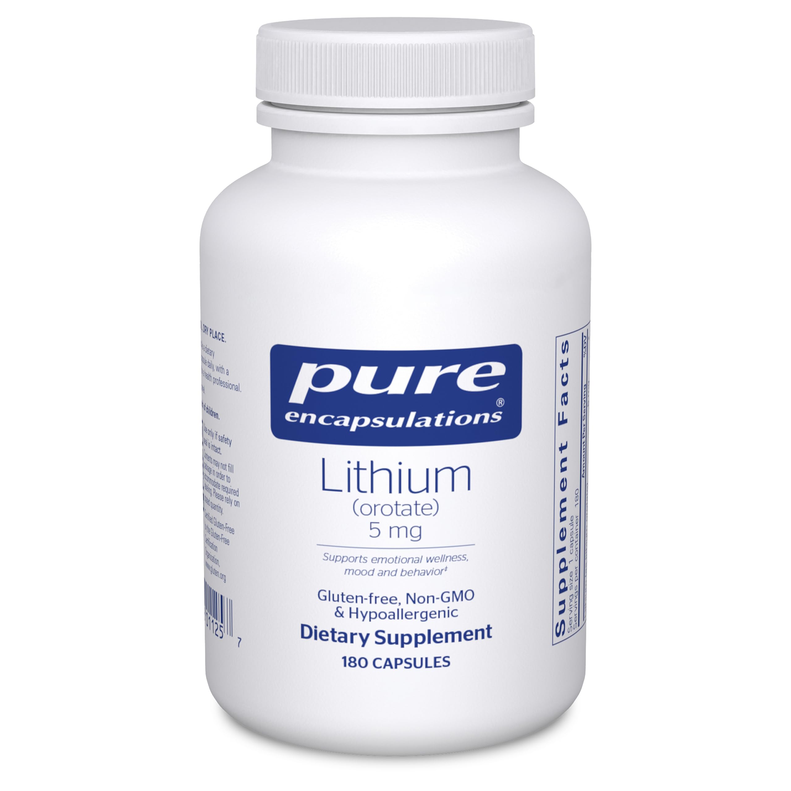 Pure Encapsulations Lithium Orotate 5 mg - Brain Support Supplement - with N-Acetyl-L-Cysteine (NAC) for Memory & Brain Behavior*