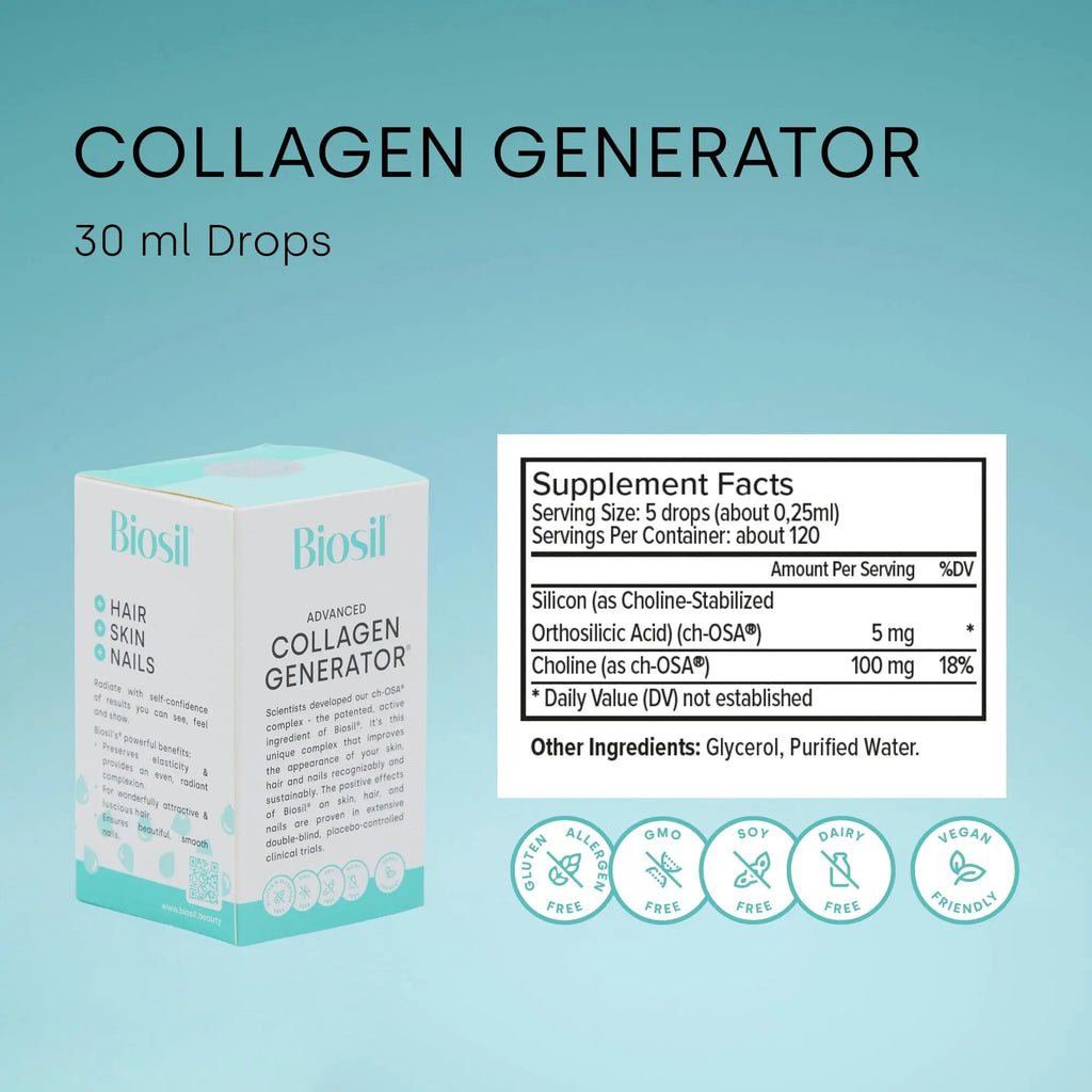 Biosil Collagen Generator - 30 mL Drops - with Patented ch-OSA Complex BioSil Au supplements