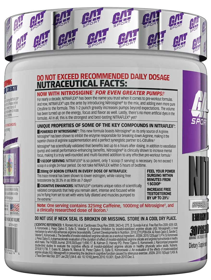 GAT SPORT, Nitraflex Advanced Pre-Workout Powder, Increases Blood Flow, Boosts Strength GAT SPORT Au supplements