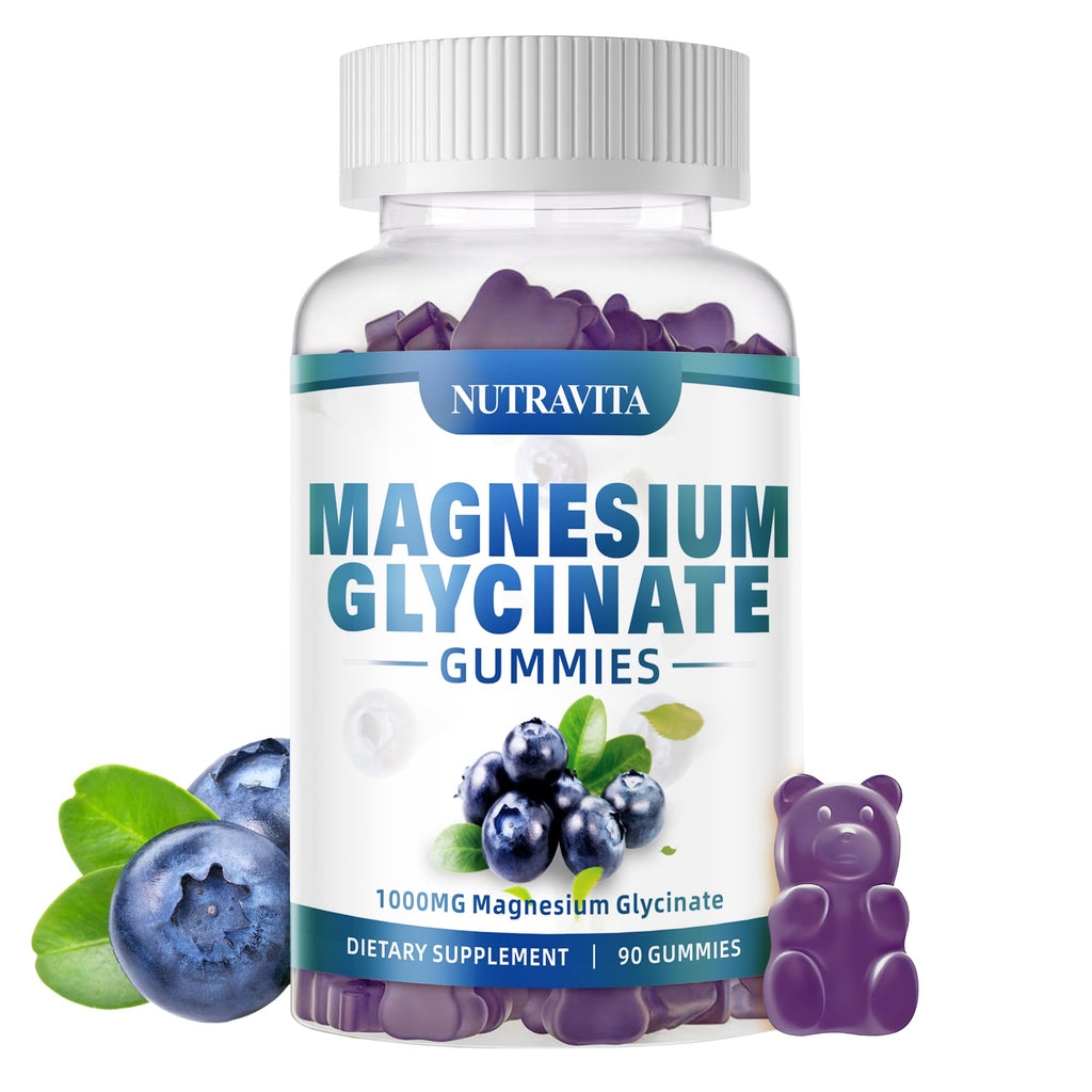 Magnesium Glycinate Gummies 1000mg with Magnesium L-Threonate,Chelated Magnesium Potassium Complex Supplement with VitD, B6, CoQ10, Calcium,Supports for Memory