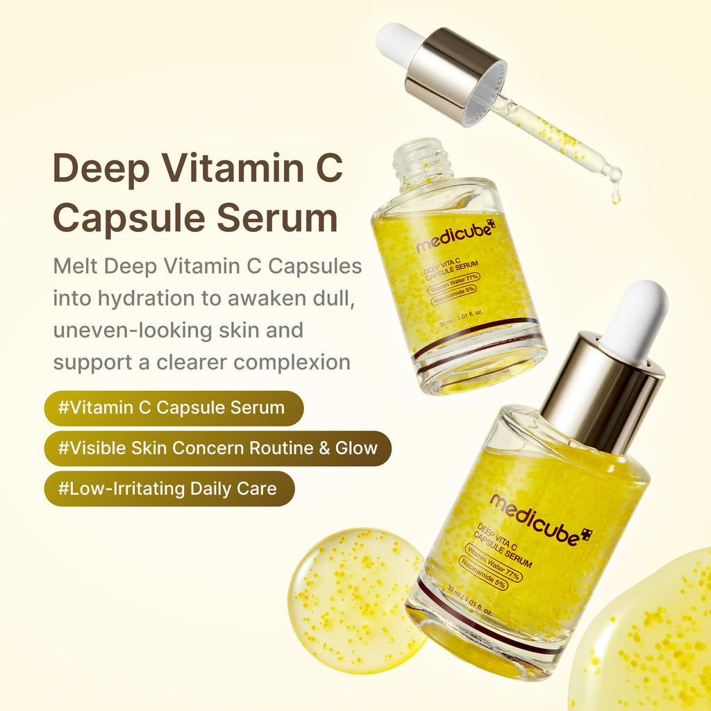 medicube Deep Vitamin C Capsule Serum | Hydrating Vitamin C Serum for Dull & Uneven-Looking Skin with Visible Concerns
