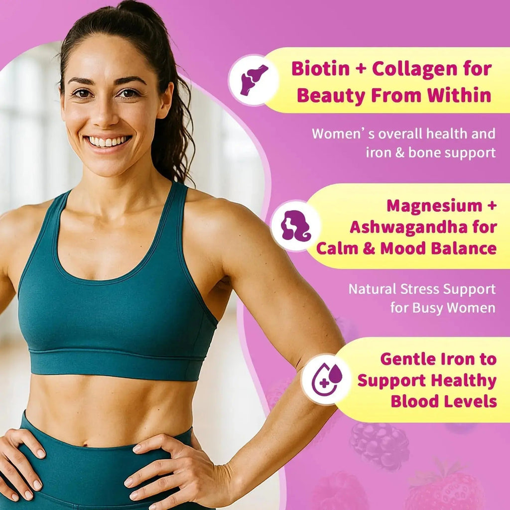 Multivitamin for Women Gummies With Iron, Magnesium, Folate, Biotin, Zinc, Womens Multivitamin Gummy Vitamin D3 A C E, B Complex GparkNature Au supplements