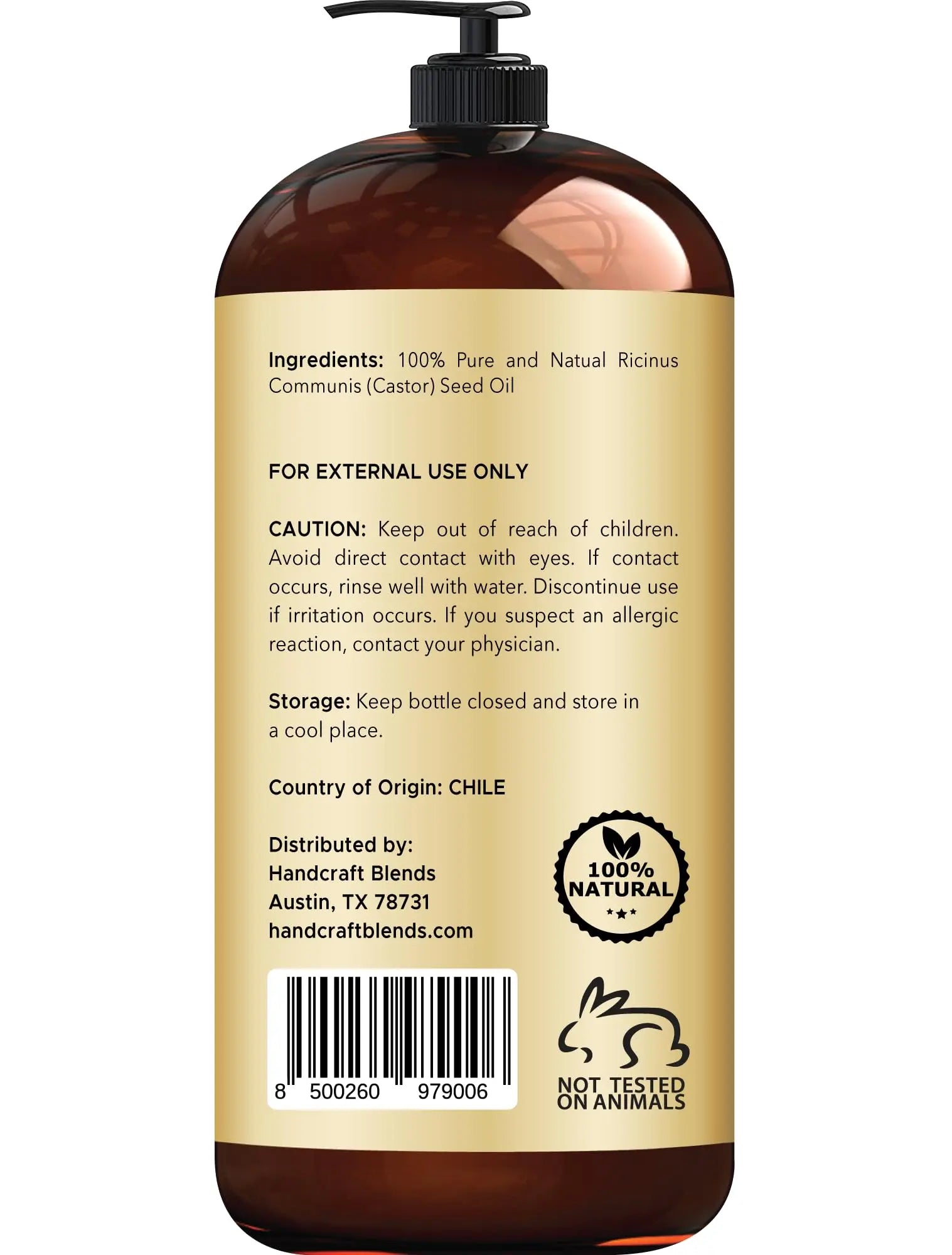 Handcraft Blends Jamaican Black Castor Oil for Hair Growth, Eyelashes and Eyebrows Handcraft Blends Au supplements