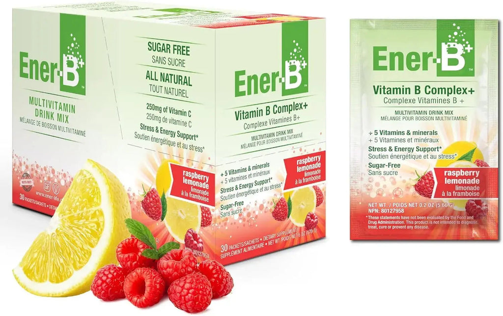 Ener-B+ Sugar Free Multivitamin Drink Mix - Vitamin Packets for Water, Electrolytes Powder No Sugar, Hydration Boost Packets, Zero Sugar Ener-Life Au supplements
