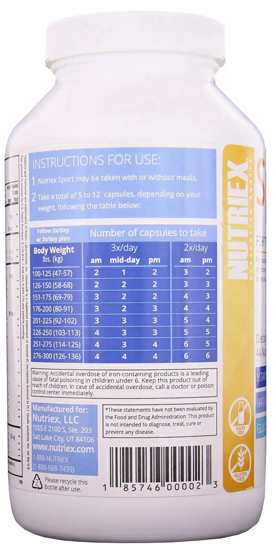 Nutriex Sport Comprehensive Multivitamin Supplement with Glucosamine & Chondroitin 270 Capsules Nutriex Au supplements