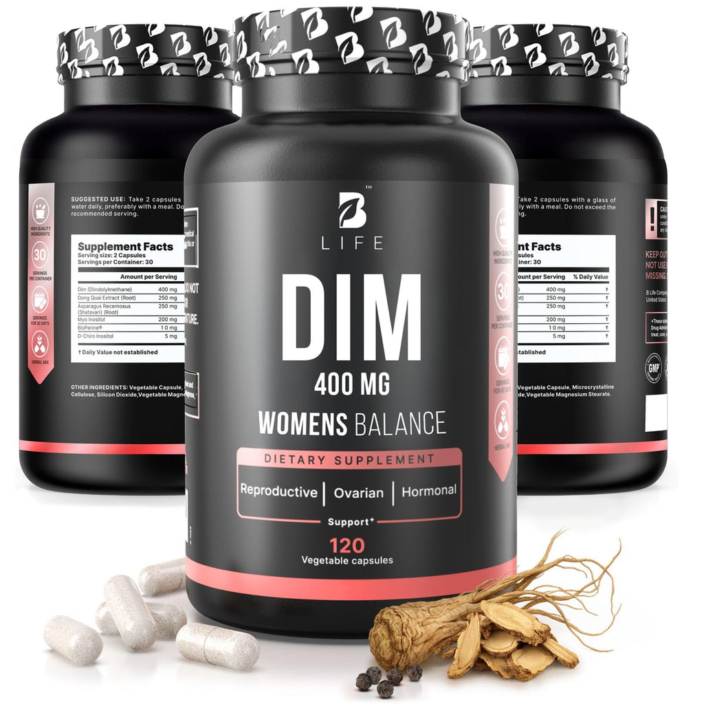 B Life Company DIM Supplement 400 mg with Myo & D-Chiro Inositol, Dong Quai – Hormone Balance for Women – Fertility Supplements – Inositol Supplement - 120 Caps B Life Company Au supplements