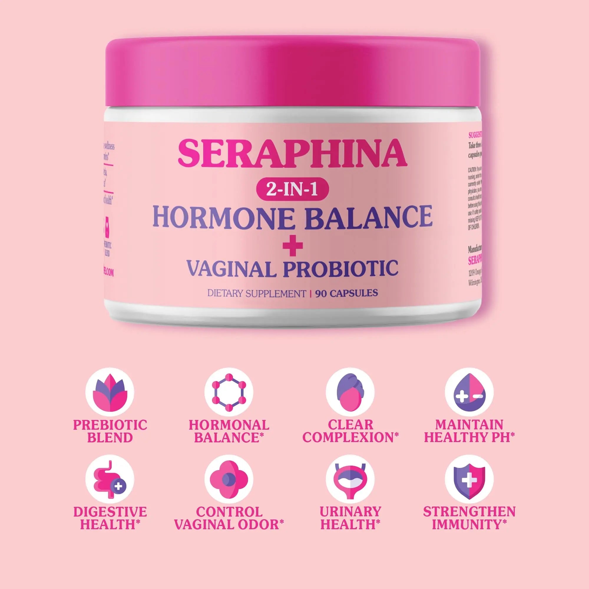 Seraphina 2-in-1 Vaginal Probiotics for Women + Hormone Balance - 90 Capsules for Complete Feminine Seraphina Au supplements