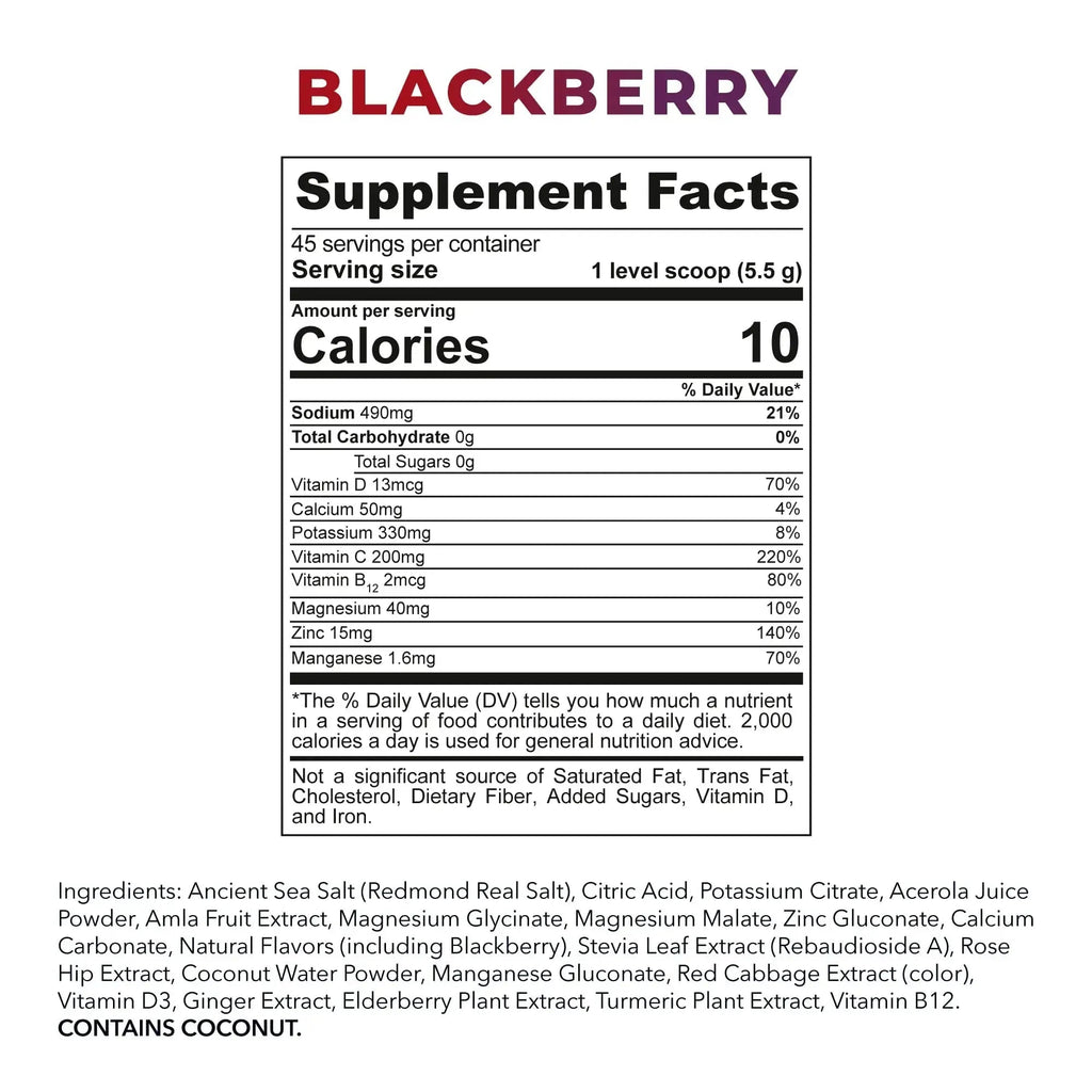 REDMOND Re-Lyte Immunity, Multivitamin Supplement Mix (BlackBerry) REDMOND Au supplements