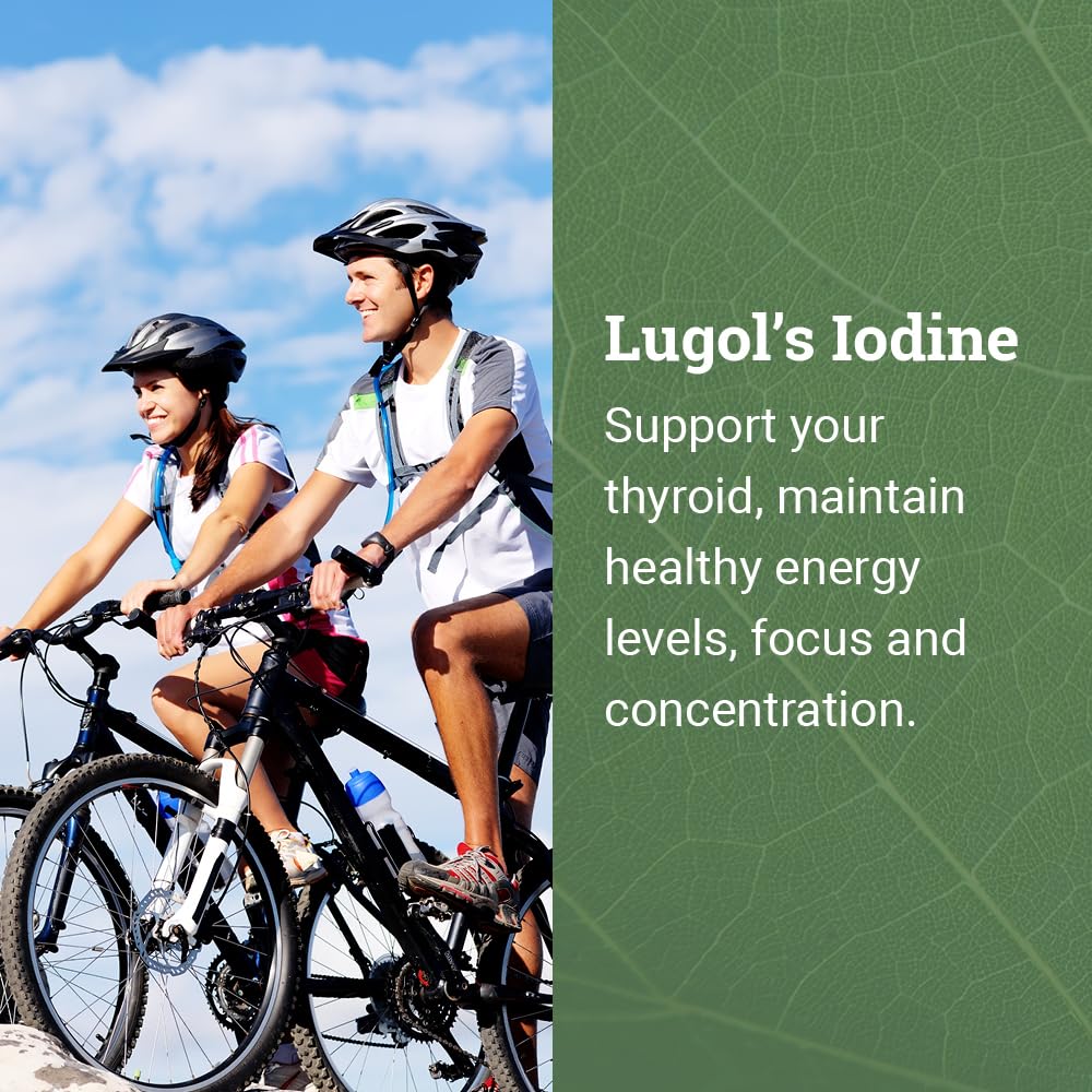 Organic Lugol's Iodine, Iodine and Potassium Iodide 2% Solution 3000 mcg - Liquid Supplement Drops for Thyroid Support for Women & Men, Metabolism Health