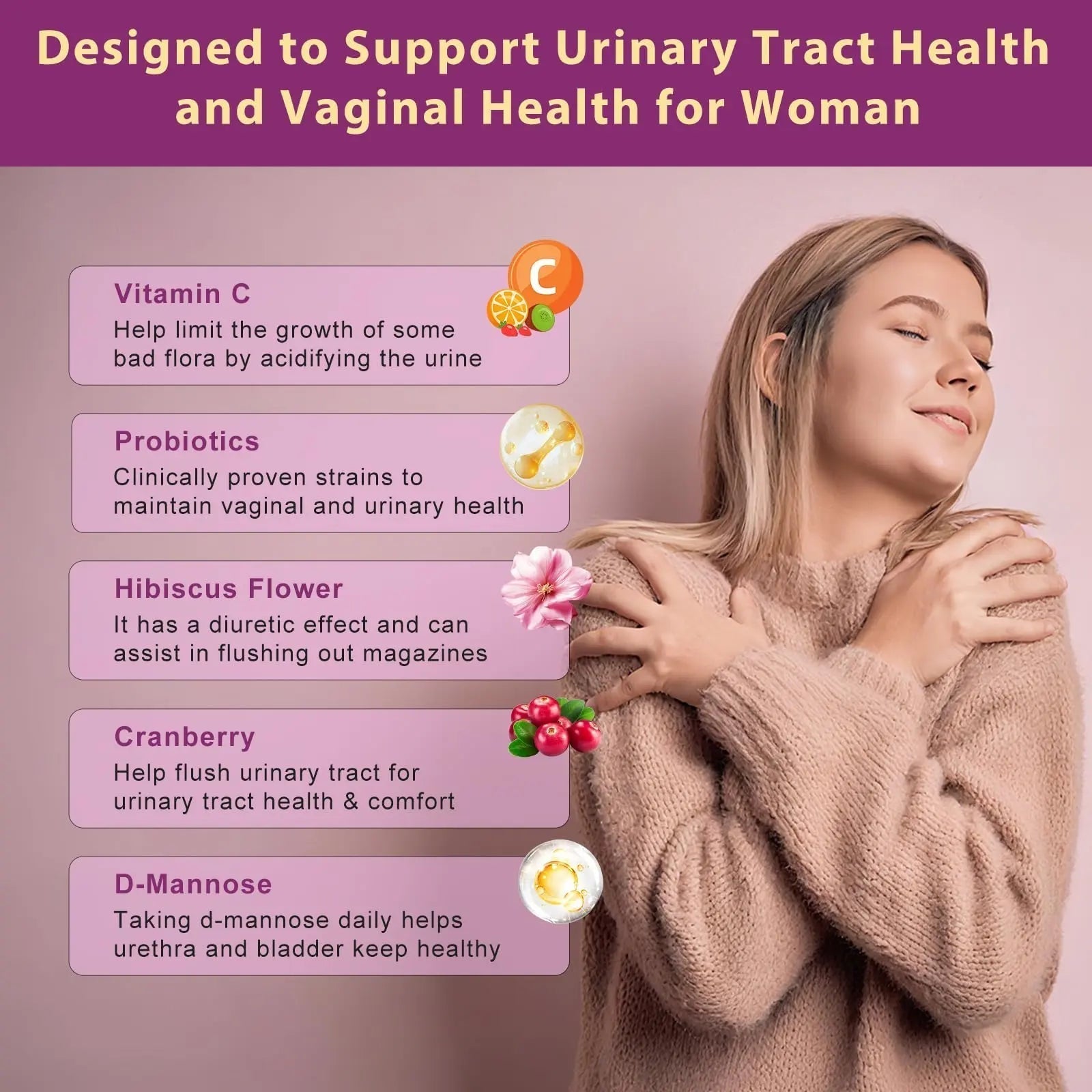 DRFOSTER Urinary Tract Health for Women, Vaginal Probiotics for Women pH Balance with D-Mannose, Cranberry, Probiotics and Prebiotics for Digestive Helath 90 Veggie Capsules DRFOSTER Au supplements