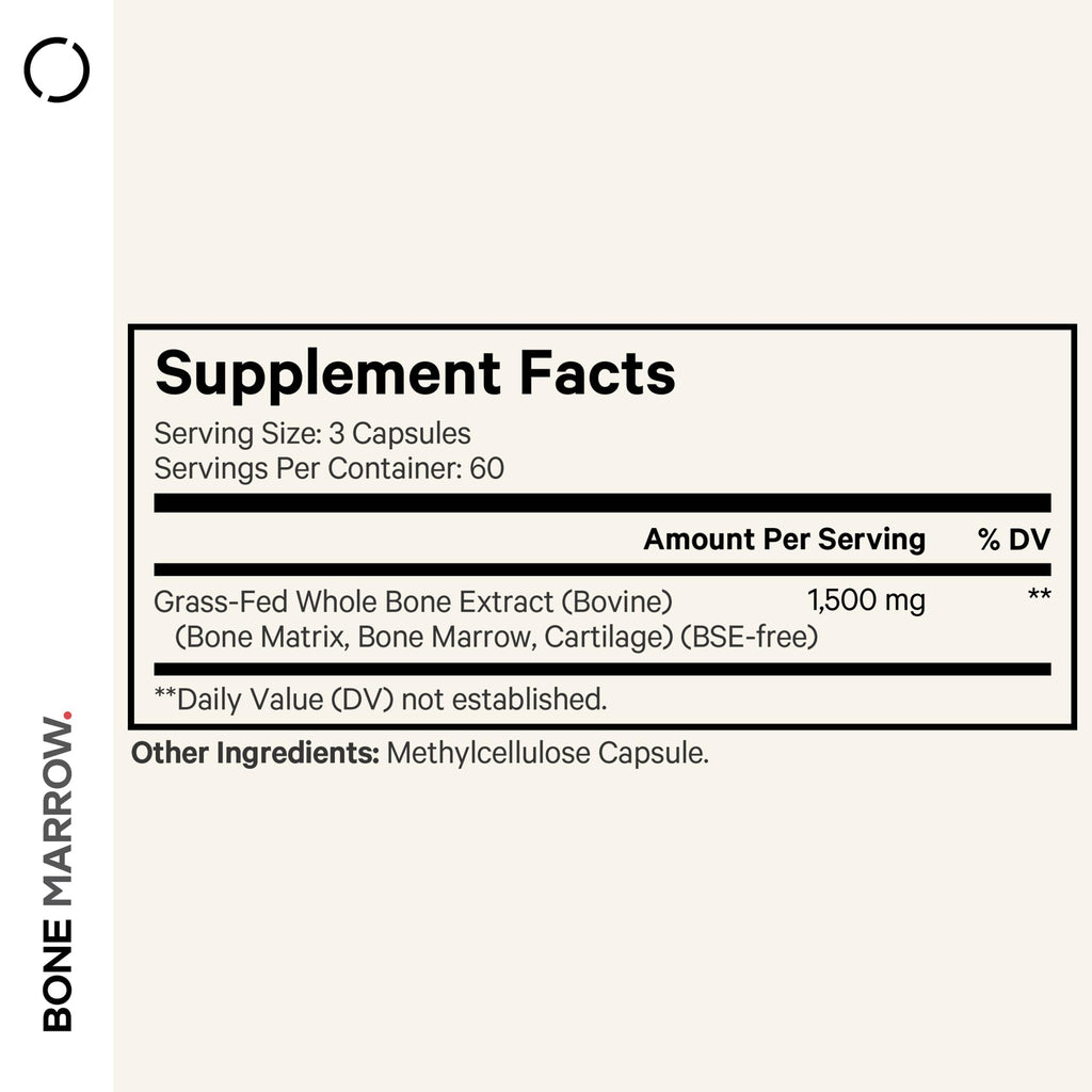 Codeage Grass-Fed Bone Marrow Supplement – Freeze-Dried, Non-Defatted Beef Bone Matrix & Cartilage – 1500mg per Serving, 180 Capsules Codeage Au supplements