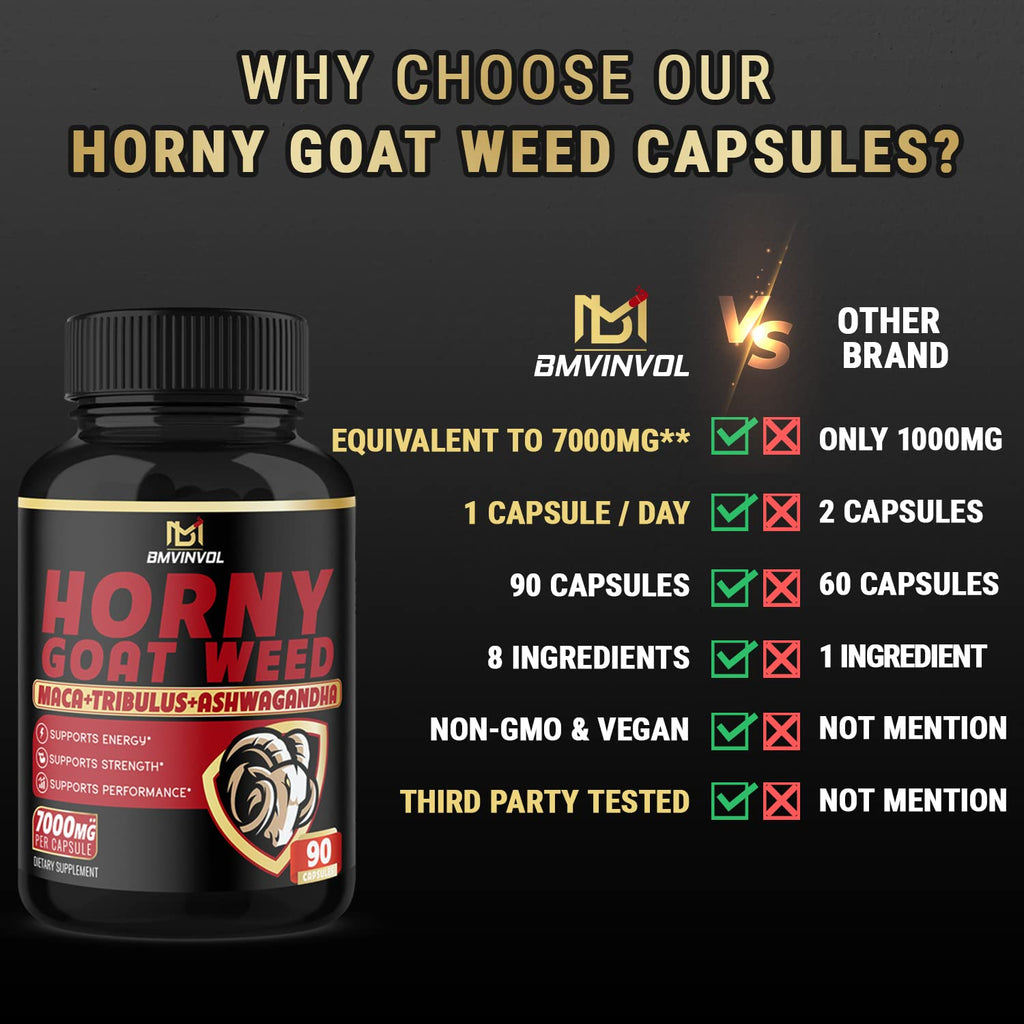 BMVINVOL Horny Goat Weed Capsules - 7000mg Herbal Equivalent BMVINVOL Au supplements