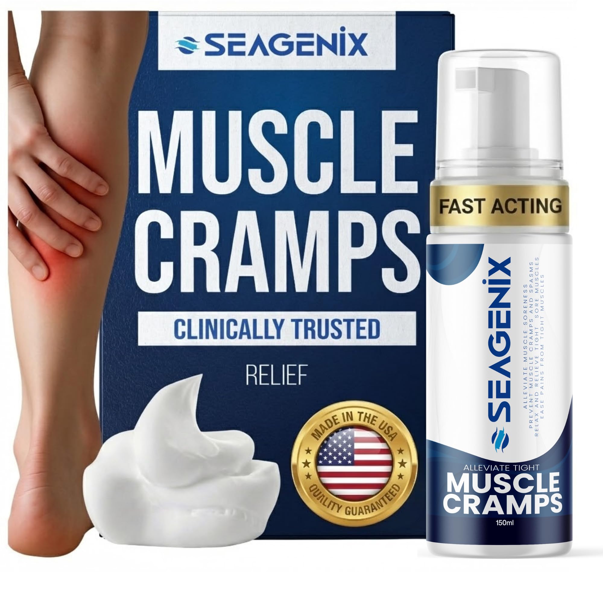 Seagenix Muscle Cramp Relief Foam – Fast-Acting Magnesium for Leg & Calf Cramps – Quick-Activation Comfort, Ready for Instant Use in Seconds – Day or Night Seagenix Au supplements