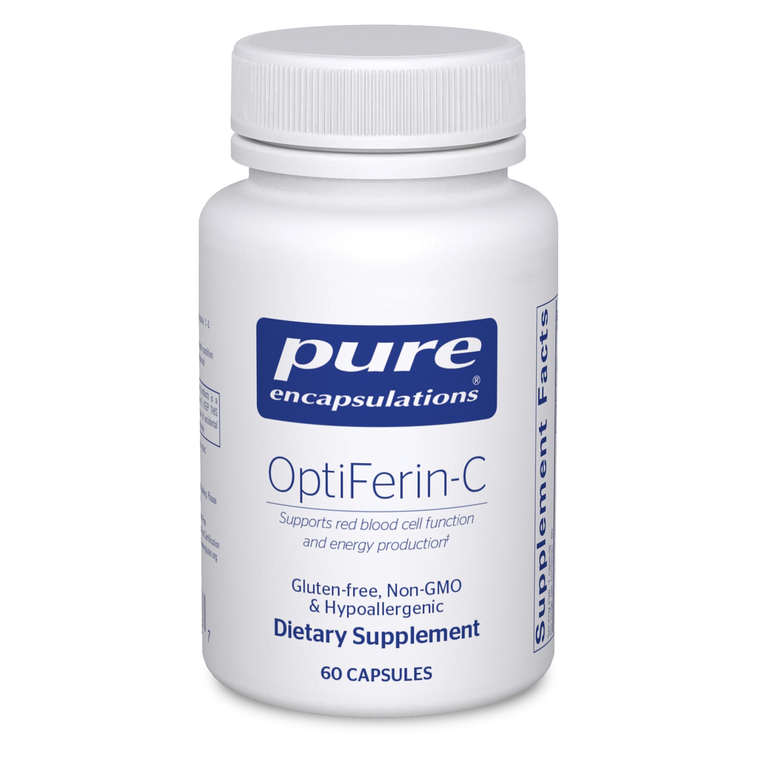Pure Encapsulations OptiFerin-C - for Red Blood Cells & Energy - Iron Absorption Support - Energy Supplement* - Vitamin C Enriched - Gluten Free & Non-GMO - 60 Capsules Pure Encapsulations Au supplements