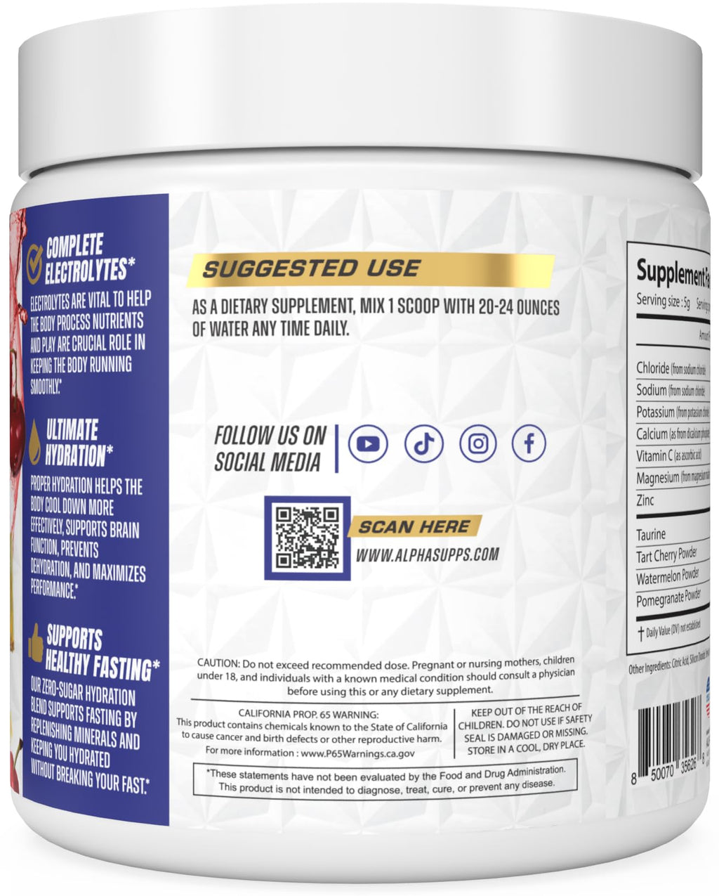 Alpha Lytes - Electrolyte Powder Daily Hydration Drink Mix - Sugar-Free, Zero Calorie Instant Formula with Trace Minerals and Antioxidants