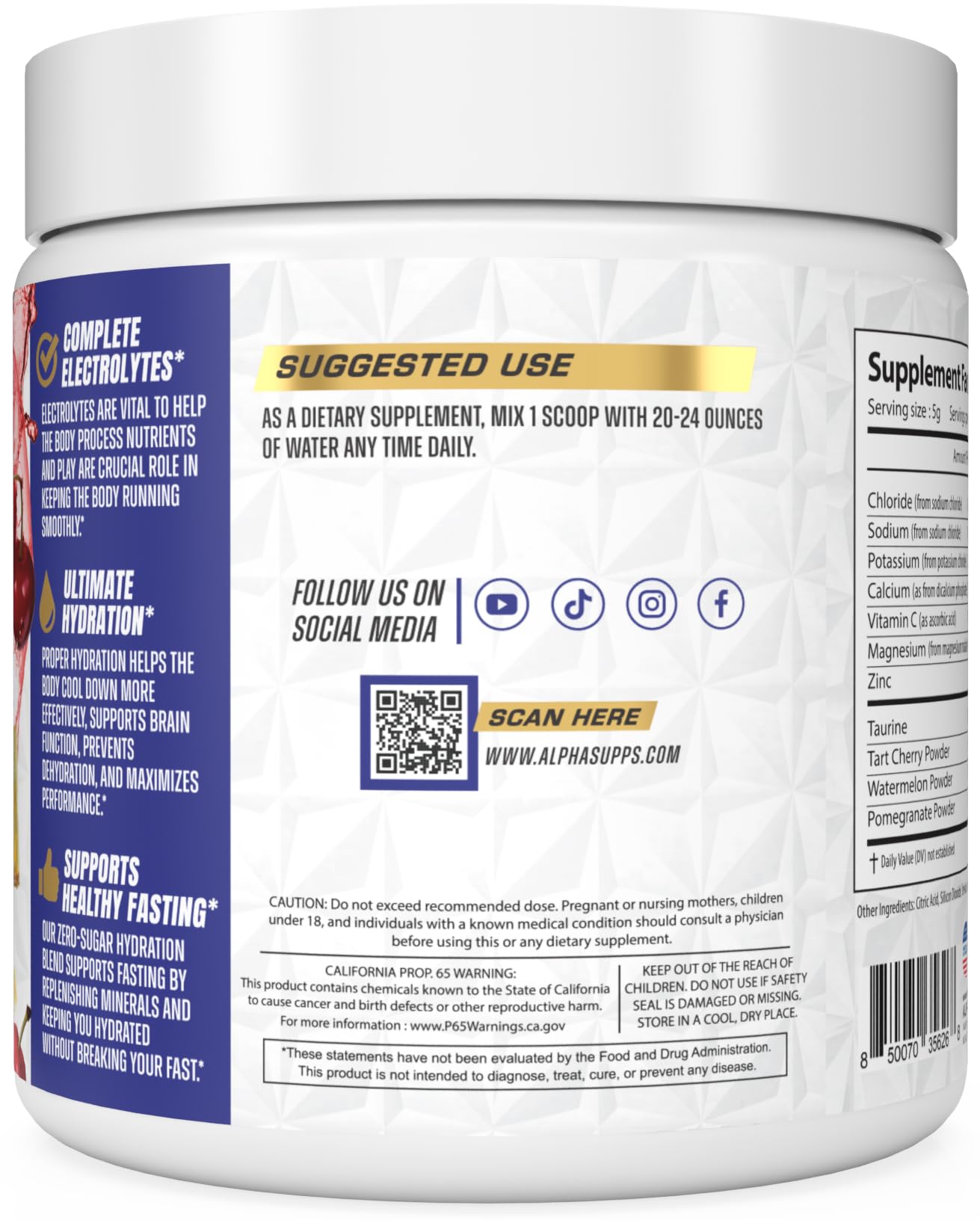 Alpha Lytes - Electrolyte Powder Daily Hydration Drink Mix - Sugar-Free, Zero Calorie Instant Formula with Trace Minerals and Antioxidants
