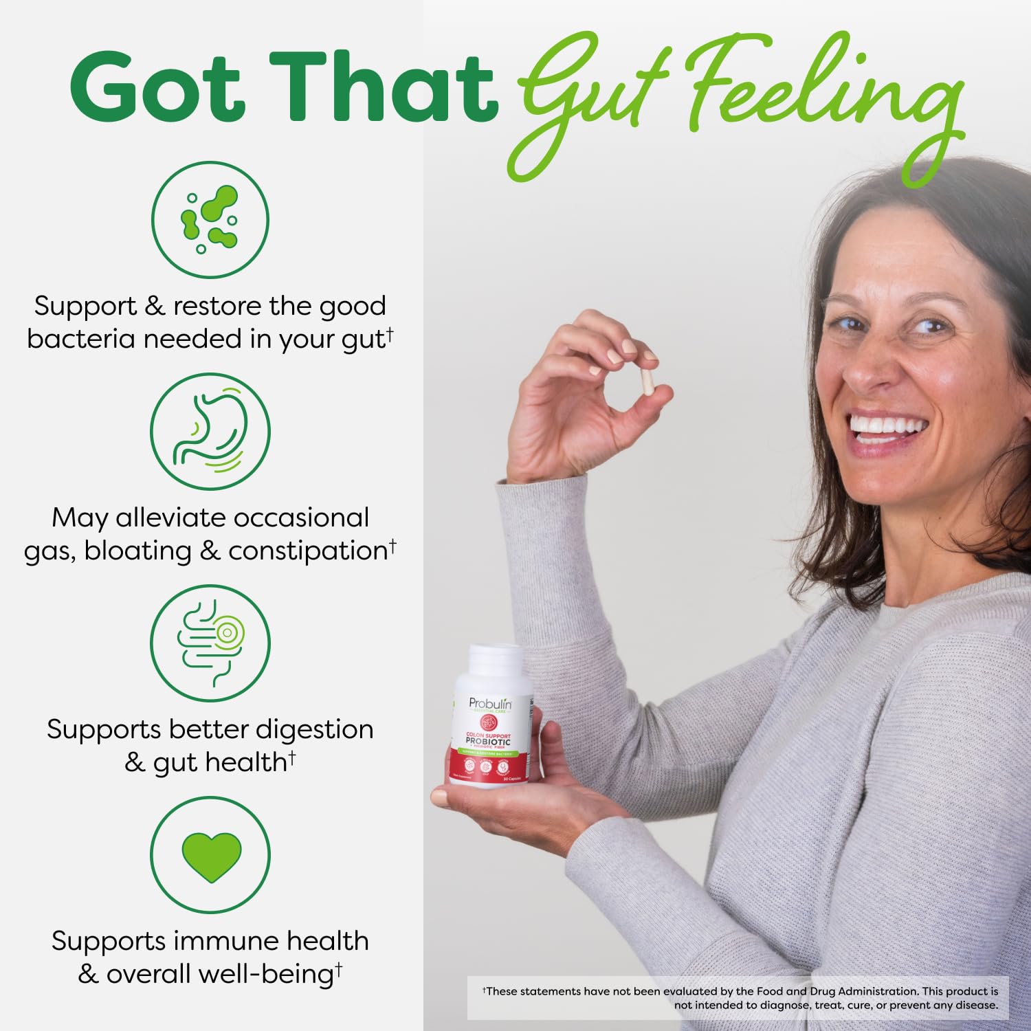 Probulin Colon Support Probiotic Supplement, Daily Gut, Digestive, and Immune Health Probiotics Capsules for Men and Women, 20 Billion CFU, Vegan, 30 Count Bottle Probulin Au supplements