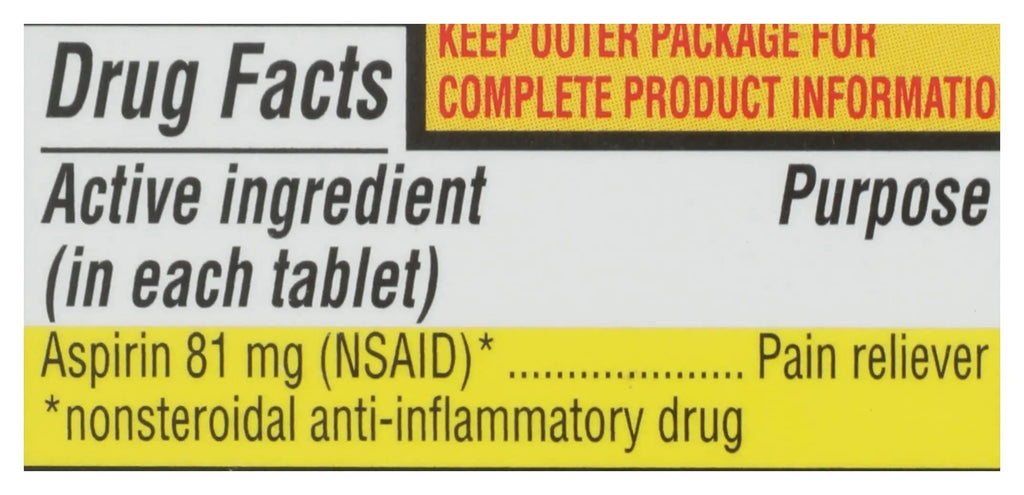 Rite Aid Aspirin Enteric Tablets, 81 mg Aspirin - 120 ct, Low Dose Aspirin | NSAID | Migraine Relief Products | Safety Coated | Enteric Coated Aspirin Regime (Package May Vary) Rite Aid Au supplements