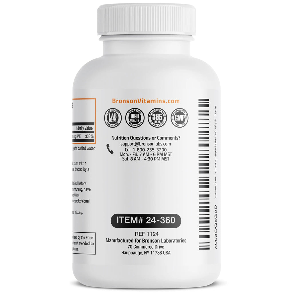 Bronson Vitamin A 10,000 IU Premium Non-GMO Formula Supports Healthy Vision & Immune System and Healthy Growth & Reproduction, 360 Softgels Bronson Au supplements