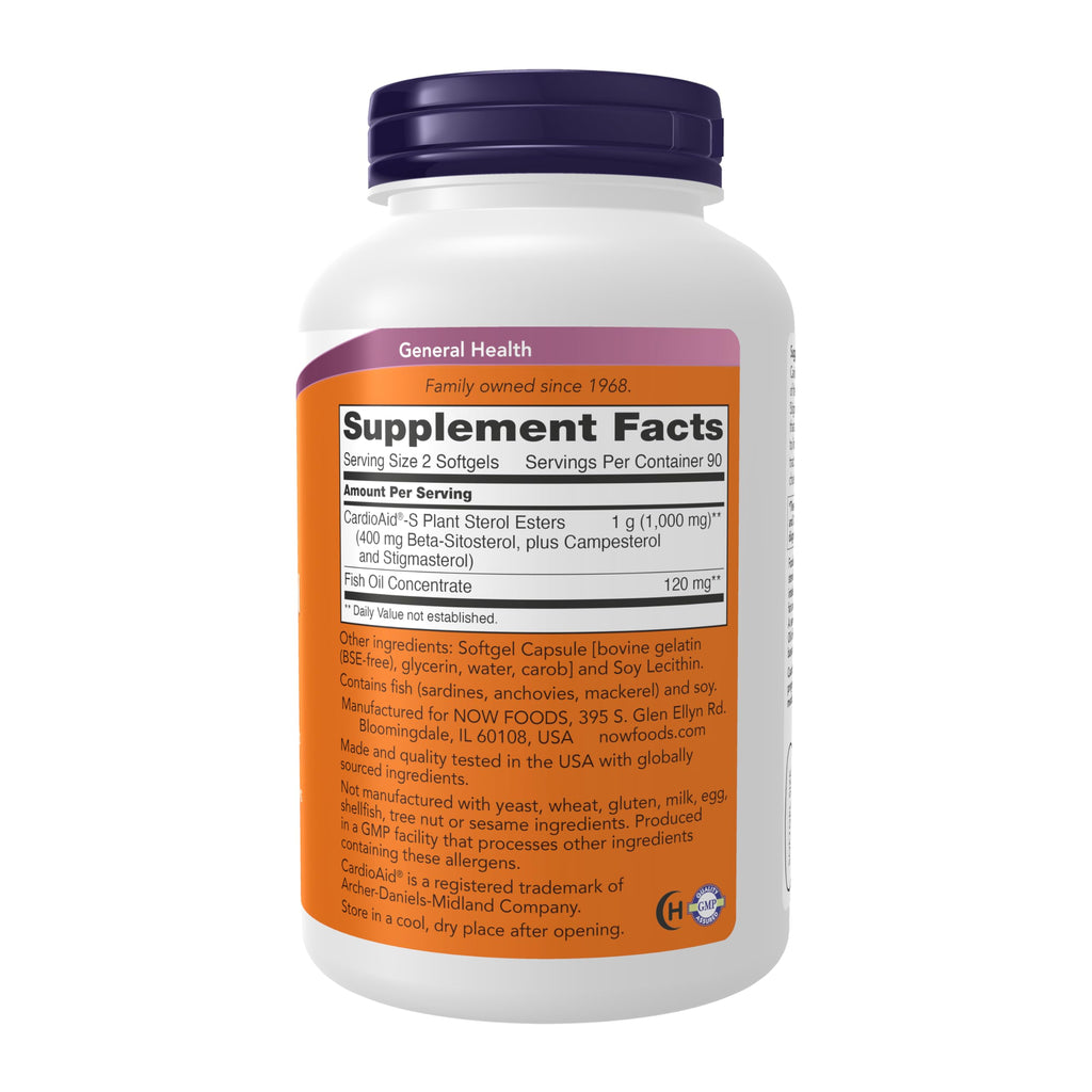 NOW Foods Supplements, Beta-Sitosterol Plant Sterols with CardioAid®-S Plant Sterol Esters and Added Fish Oil, 180 Softgels