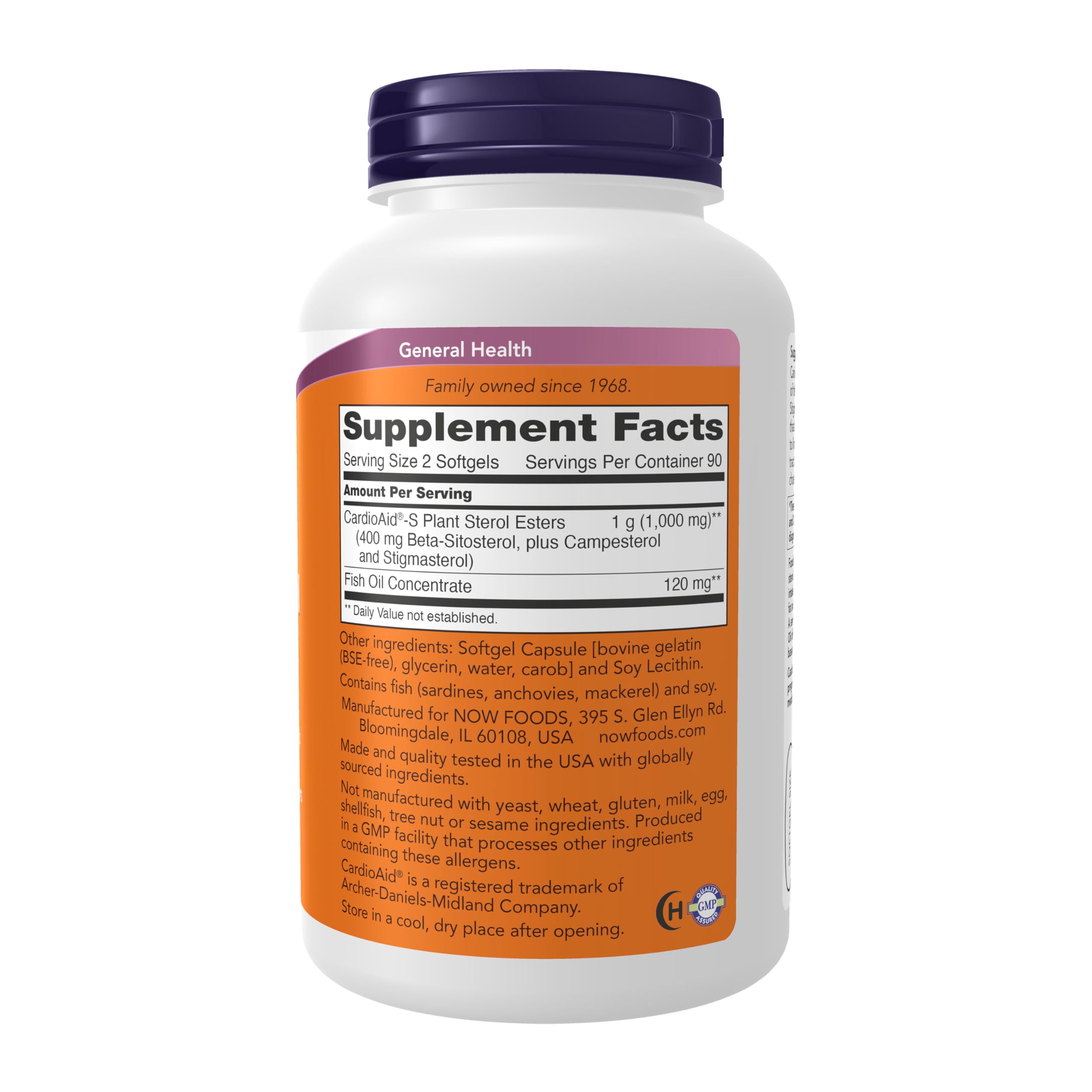 NOW Foods Supplements, Beta-Sitosterol Plant Sterols with CardioAid®-S Plant Sterol Esters and Added Fish Oil, 180 Softgels