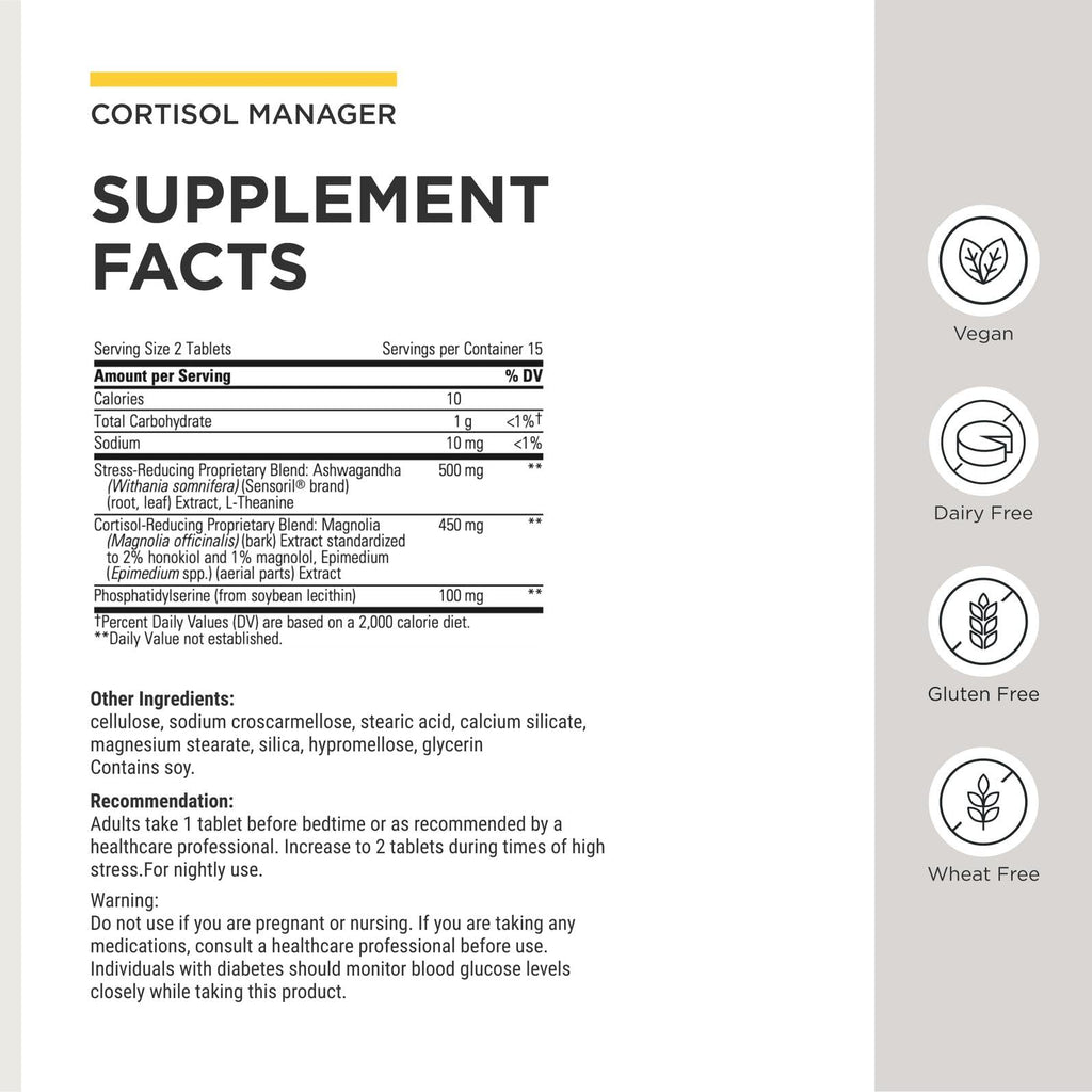 Integrative Therapeutics Cortisol Manager - Balance Cortisol & Support Relaxation for Restful Sleep* - Includes Ashwagandha & L-Theanine for Confidence with Less Stress