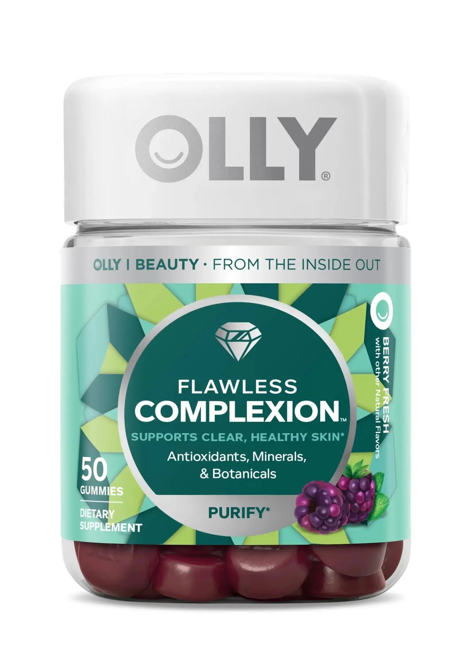 OLLY Undeniable Beauty Gummy & Flawless Complexion Gummy, Clear and Healthy Skin Support, Vitamins E, A, Zinc, Chewable Supplement, Berry - 50 Count (Pack of 1) OLLY Au supplements