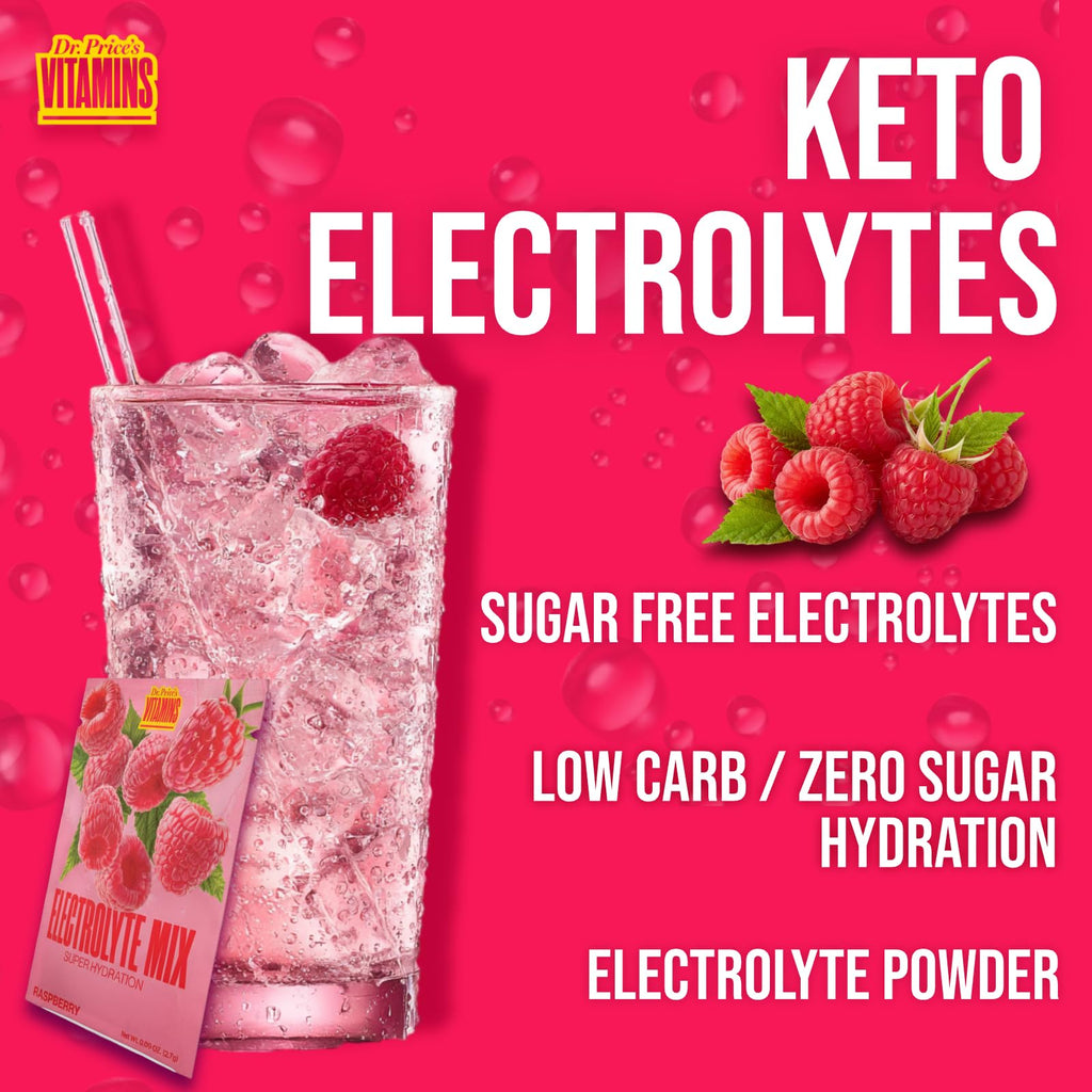 Dr. Price’s Electrolytes Hydration Powder Packets – Raspberry, 30 Packs | Sugar Free Electrolyte Drink Mix, 72+ Trace Minerals, Manganese | Keto Electrolytes,