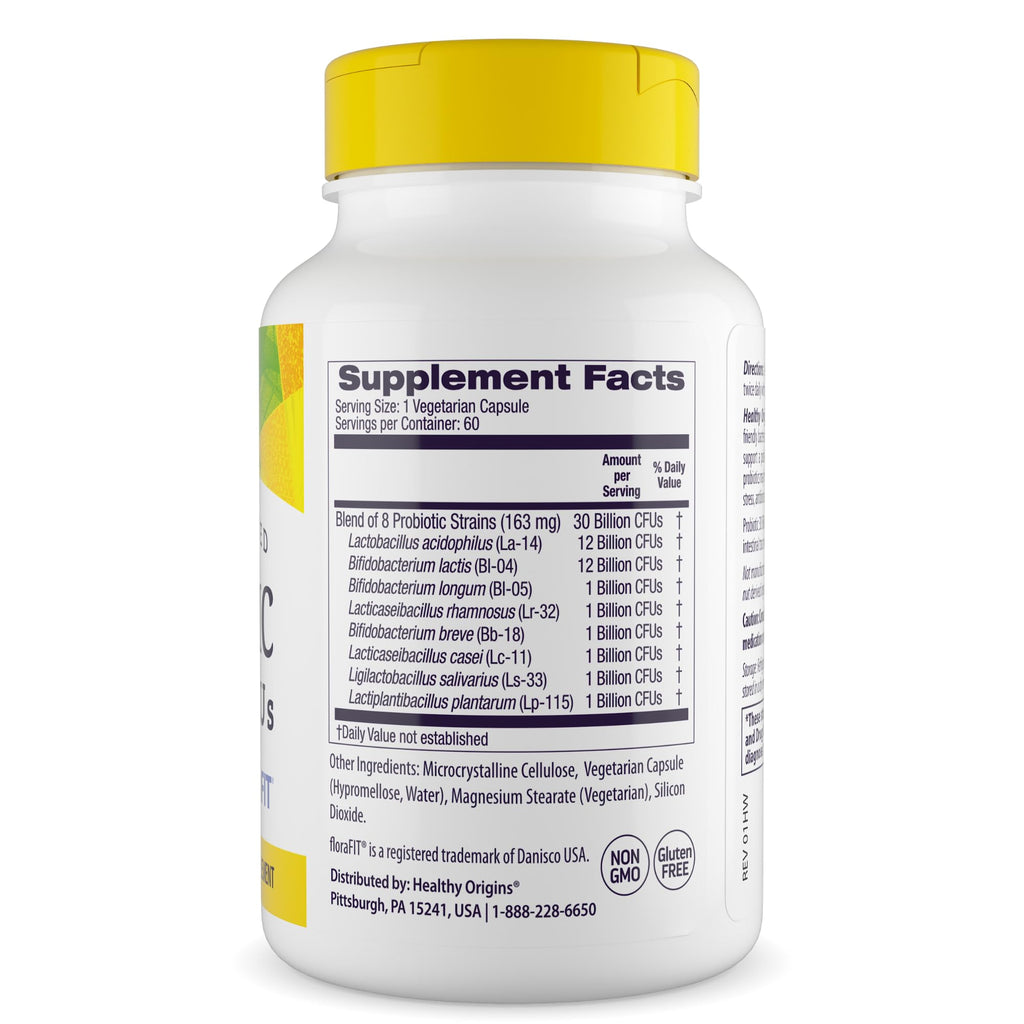 Healthy Origins Probiotic 30 Billion CFUs, 60 Veggie Capsules - 8 Clinically Studied Strains Including Lactobacillus & Bifidobacterium - Supports Microbiom