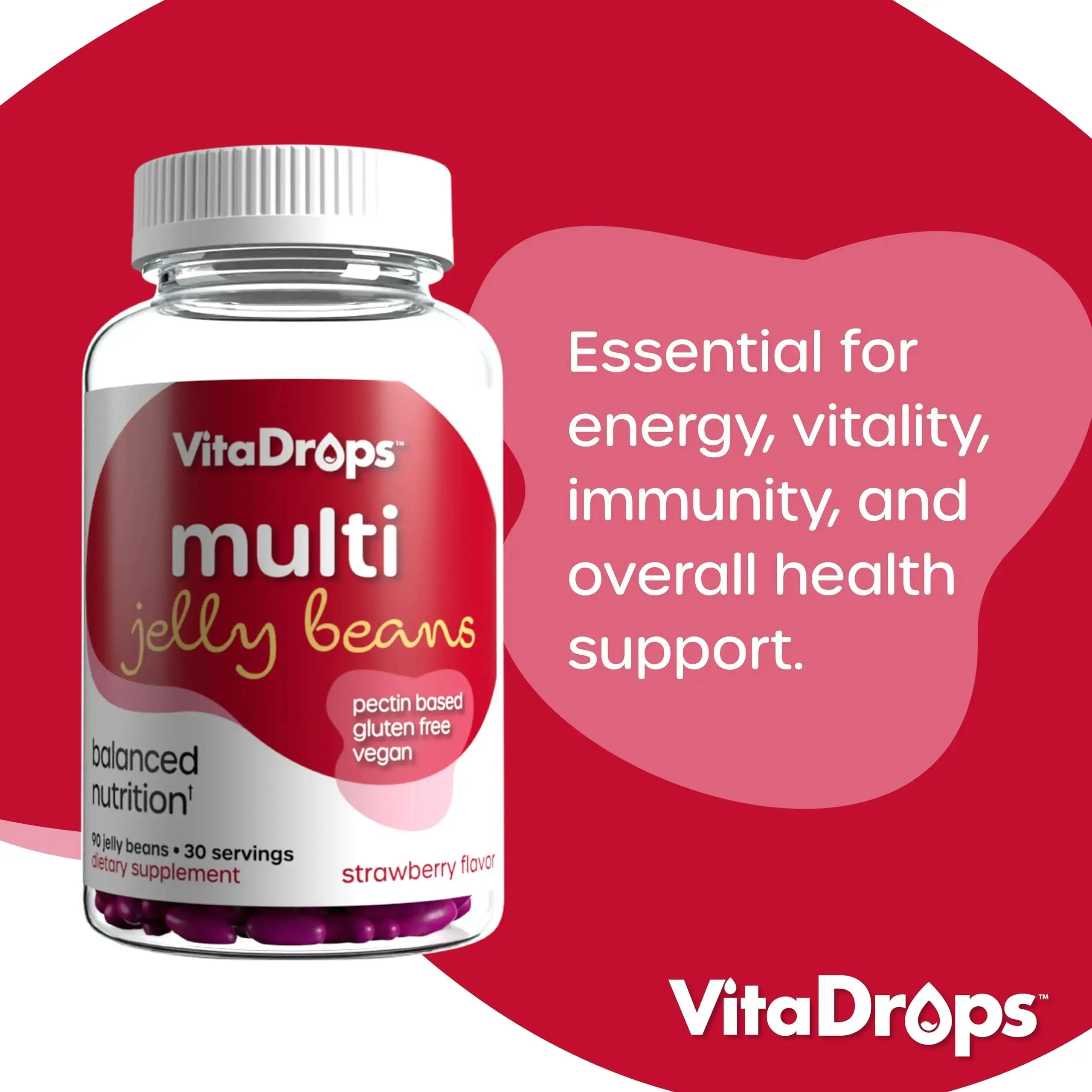 VitaDrops Multivitamin Jelly Beans, Women & Men, Source of Vitamin A C D E B-3 B-6 & Biotin, Supports Immune System, Pectin Based VitaDrops Au supplements