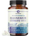 Magnesium Citrate Complex 500 MG for Constipation & Digestion Support | High Absorption Magnesium Supplement | Citrato de Magnesio | Calm & Relaxation