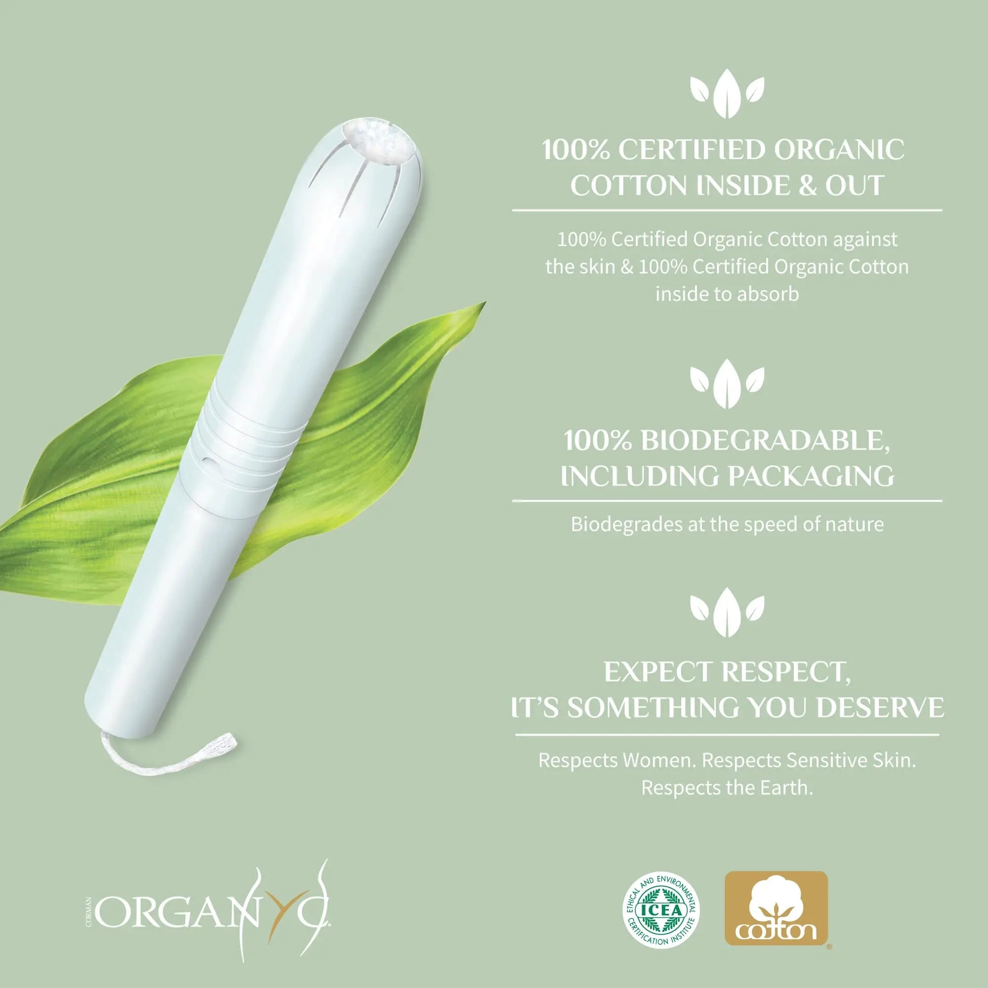 Organyc 100% Certified Organic Cotton Tampons - Cardboard Applicator, Free from Chlorine, Perfumes Organyc Au supplements