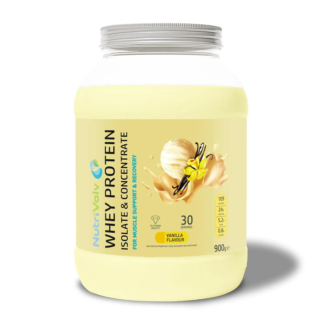 NutriVolv Whey Protein Isolate & Concentrate Powder | Vanilla Flavour 900g | 30 Servings NutriVolv Au supplements