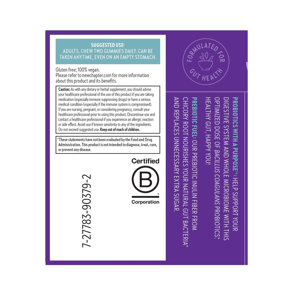 New Chapter Probiotic Gummies for Women and Men, All-Flora (1 Month Supply) – 55% Less Sugar+, Formulated for Holistic Gut Health Support with Probiotics + Prebiotic Fiber
