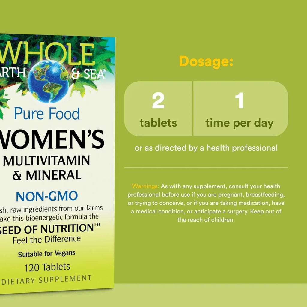 Natural Factors Whole Earth & Sea Women's Multivitamin & Mineral, Whole Food Supplement, Vegan, 120 Tablets Natural Factors Au supplements