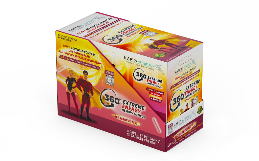 360 Extreme Energy, Memory & Focus (1 Display 20 Sachets (4 Capsules ea) KAPPA NUTRITION Au supplements