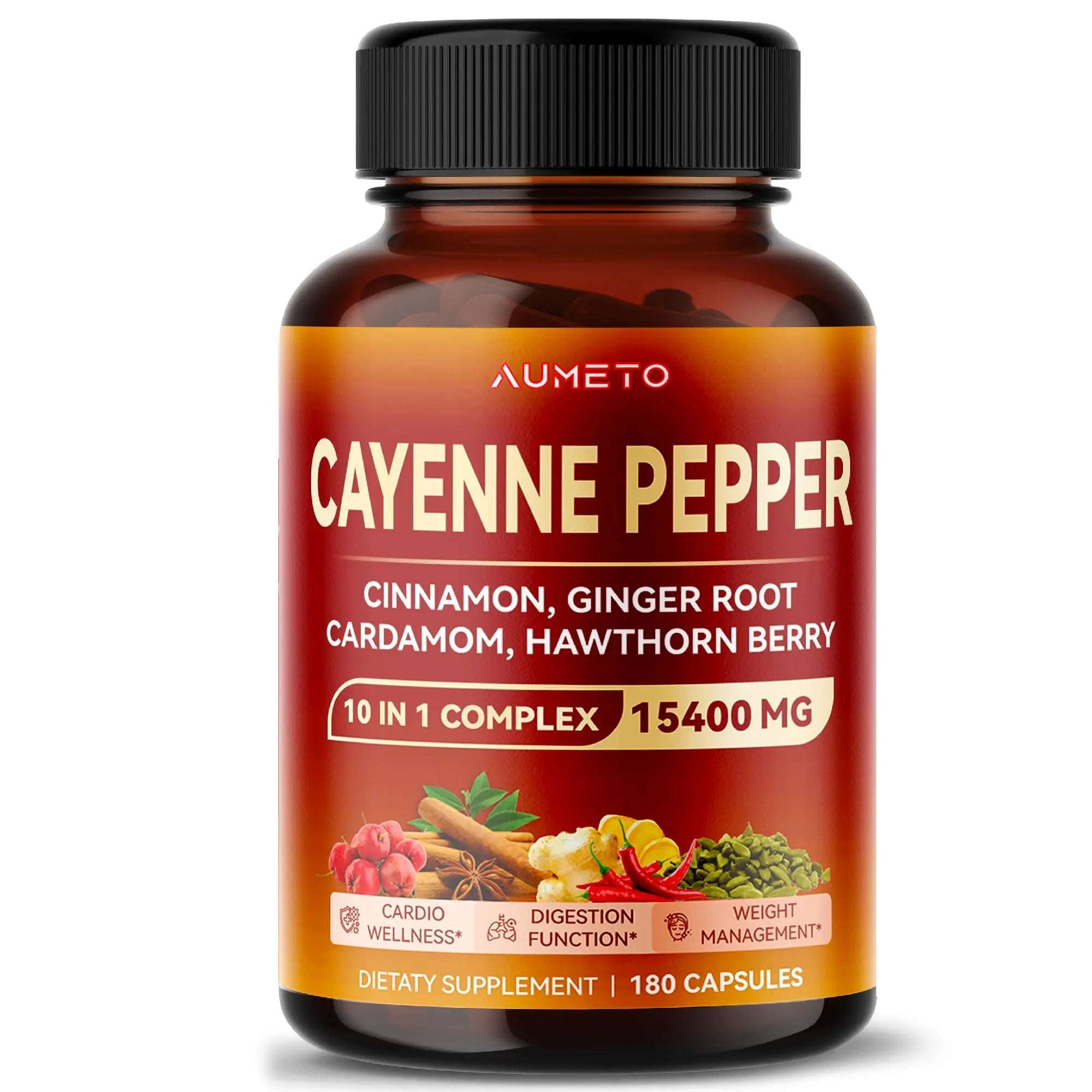 AUMETO Cayenne Pepper 15,400mg Ultra Complex with Cinnamon, Ginger Root, Cardamom AUMETO Au supplements