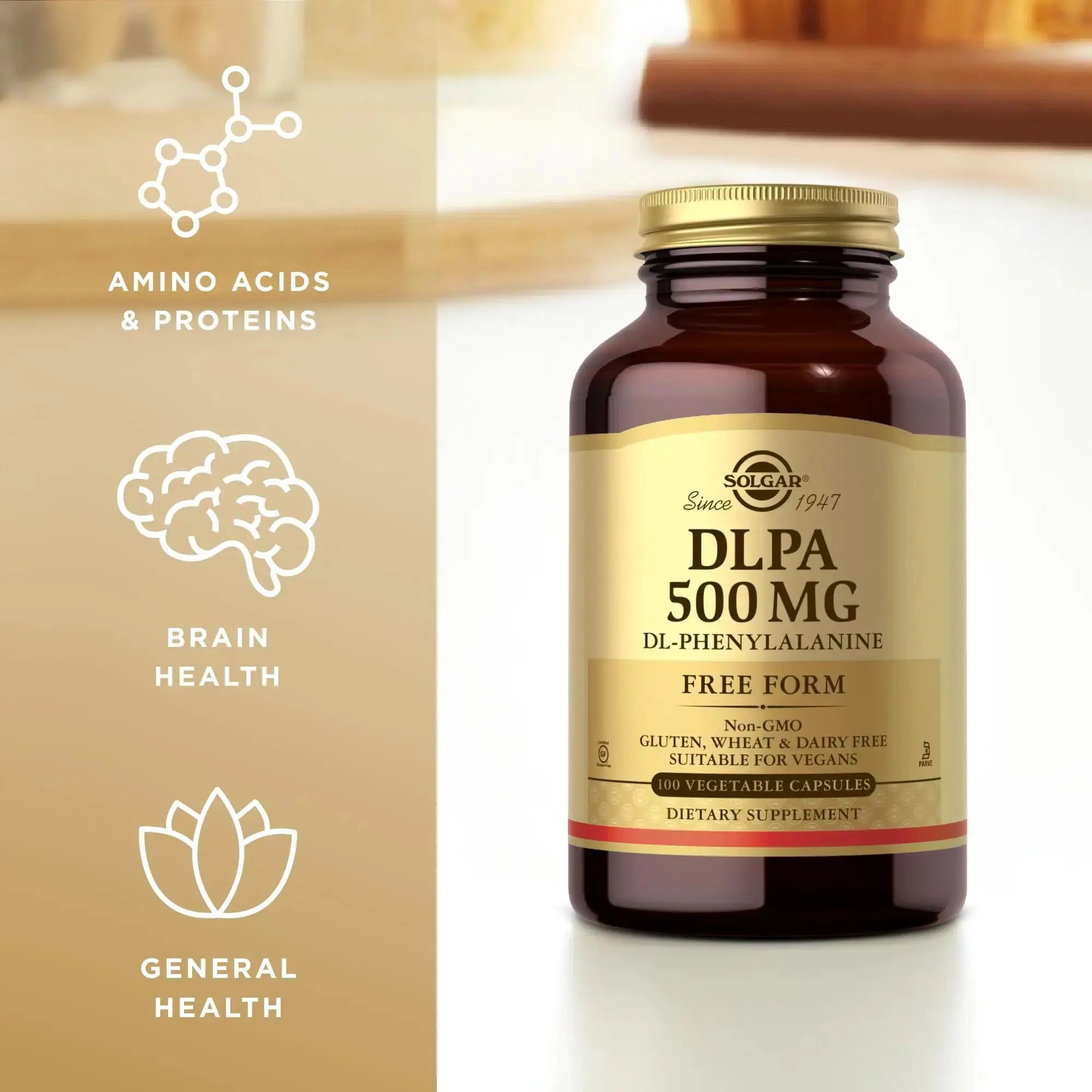 Solgar DLPA 500 mg - 100 Vegetable Capsules - Free Form DL-Phenylalanine - Non-GMO, Vegan, Gluten Free, Dairy Free, Kosher - 100 Servings Solgar Au supplements