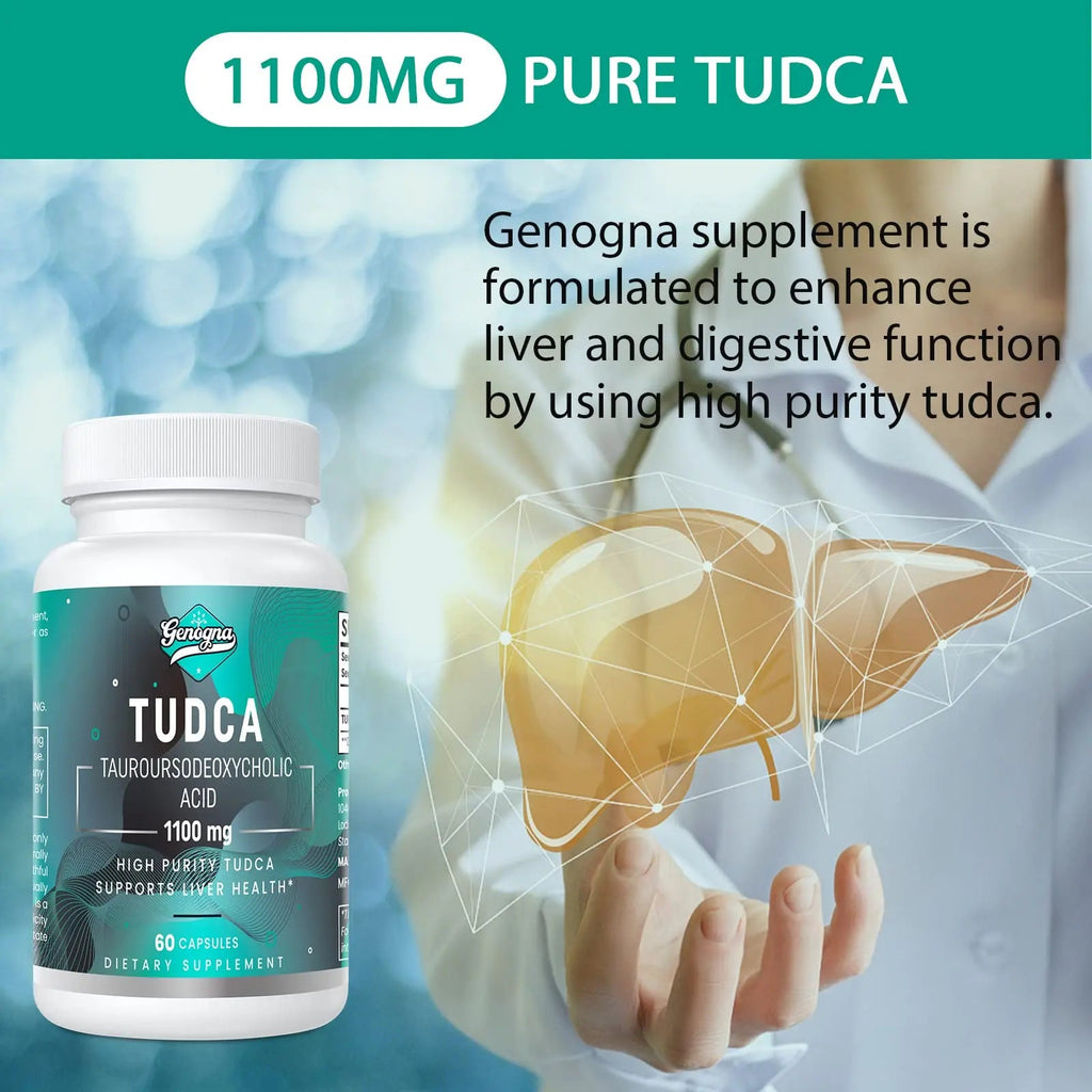 Genogna TUDCA 1100mg-Liver Support Supplement for Detox Cleanse, Water-Soluble Bile Genogna Au supplements