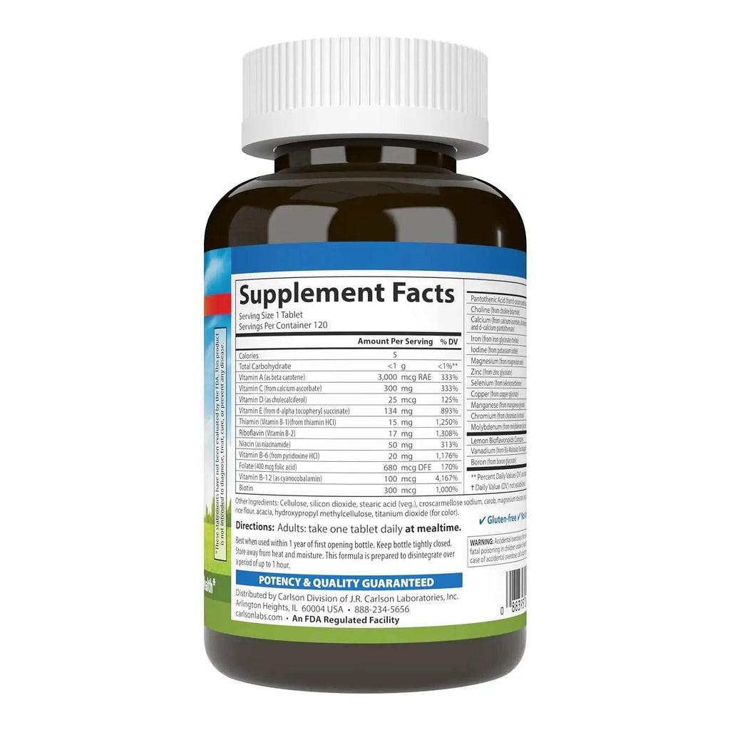 Carlson - Super 1 Daily, Vegetarian Multiple Formula, Multivitamin, Optimal Wellness, 120 Tablets Carlson Au supplements