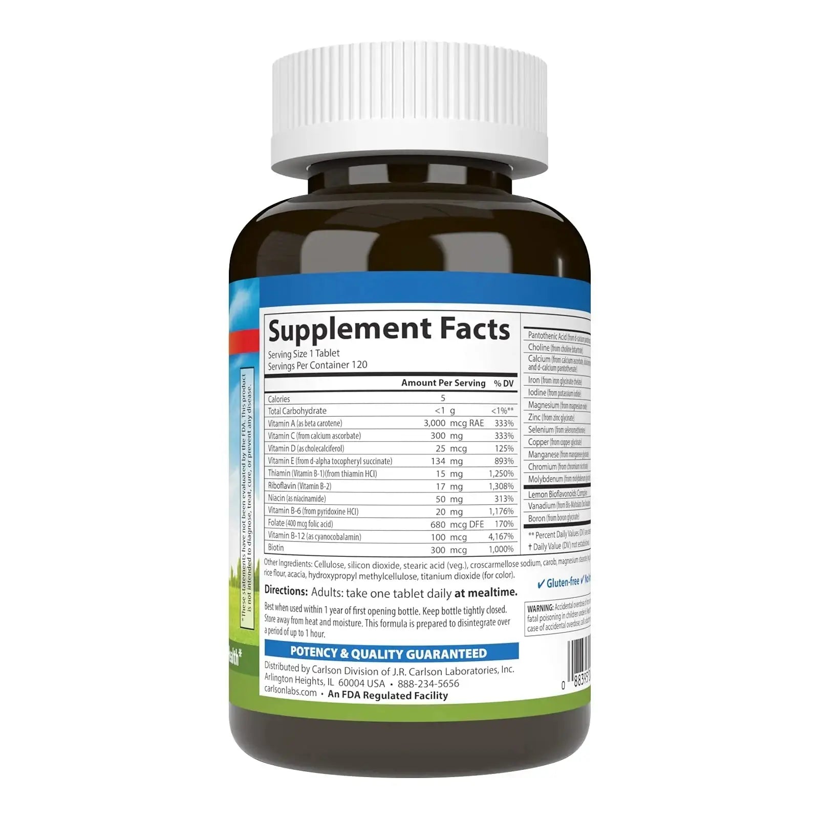 Carlson - Super 1 Daily, Vegetarian Multiple Formula, Multivitamin, Optimal Wellness, 120 Tablets Carlson Au supplements