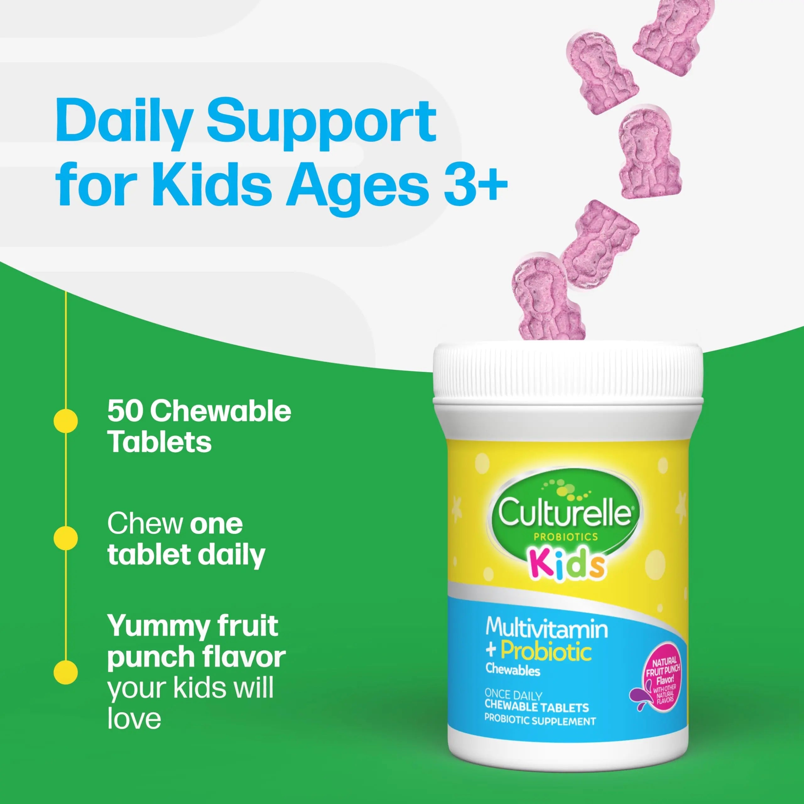 Culturelle Kids Complete Chewable Multivitamin + Probiotic For Kids, Ages 3+, 50 Count, Digestive Health, Oral Health & Immune Support Culturelle Au supplements