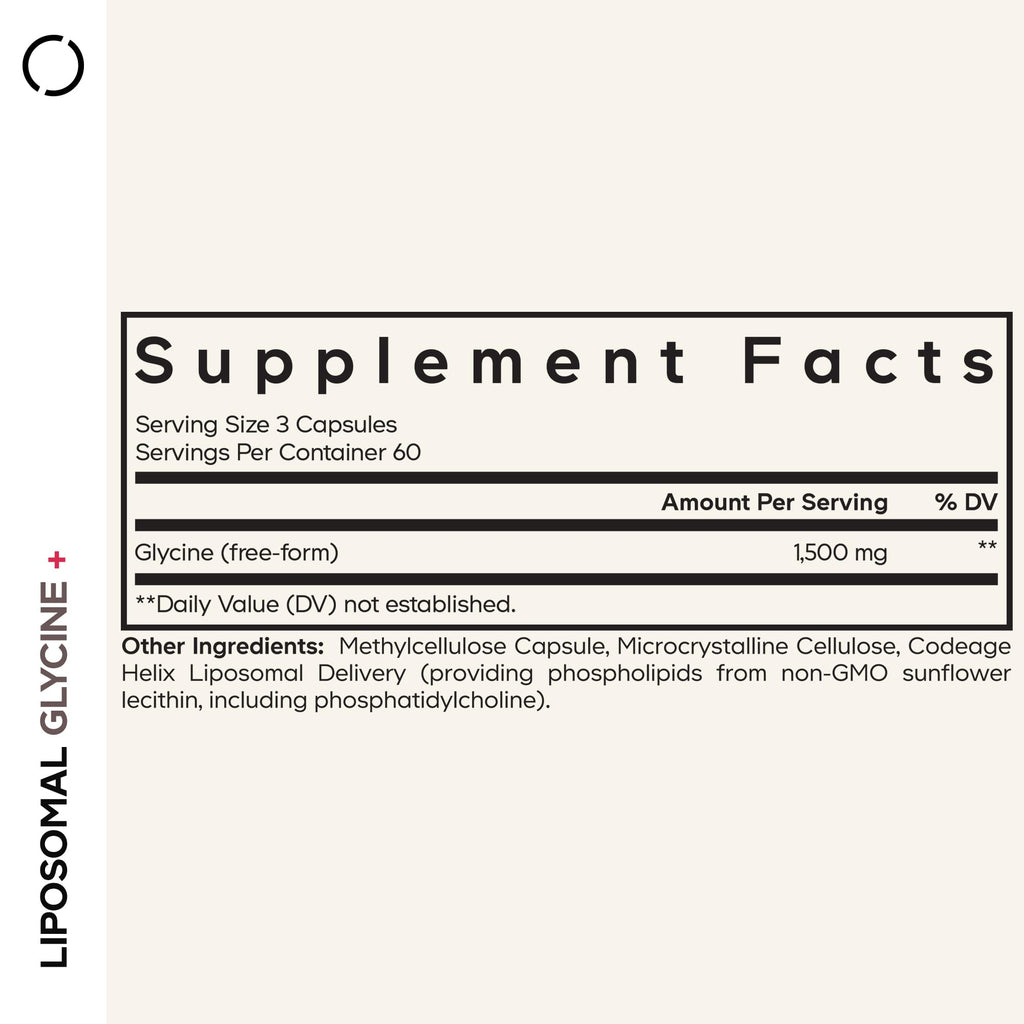 Codeage Liposomal Glycine+ Supplement - Free-Form Glycine 1,500 mg with Liposomal Delivery - 2-Month Supply - Amino Acid Capsules - Protein Support - Glycine Vitamins - 180 Capsules Codeage Au supplements