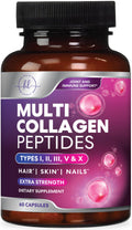 Multi Collagen Supplement 2400 mg - Types I, II, III, V & X Multi Collagen Peptides Pills for Women & Men, Hydrolyzed Collagen Supplements, Hair, Skin, Nail, & Joint Support Supplement, 60 Capsules Hello Lovely! Au supplements