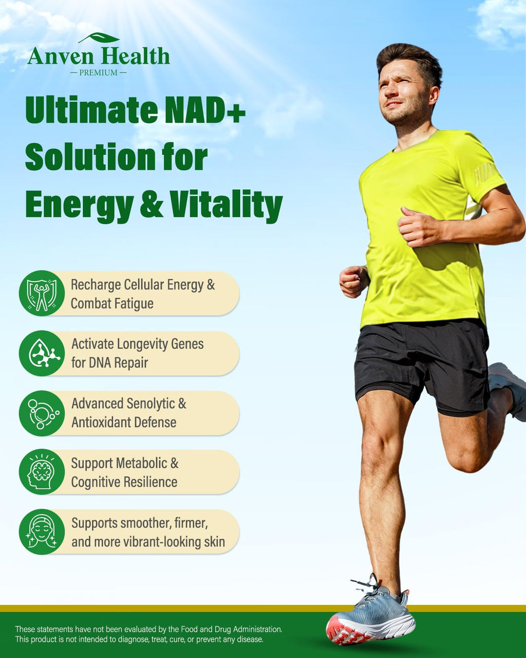 Anven Health Liposomal NAD+ Resveratrol Supplement - NMN Alternative with Trans-Resveratrol, Quercetin & Fisetin - NAD Plus for Women and Men, Cellular Energy & Healthy Aging, Non-GMO | 180 Capsules Anven Health Au supplements