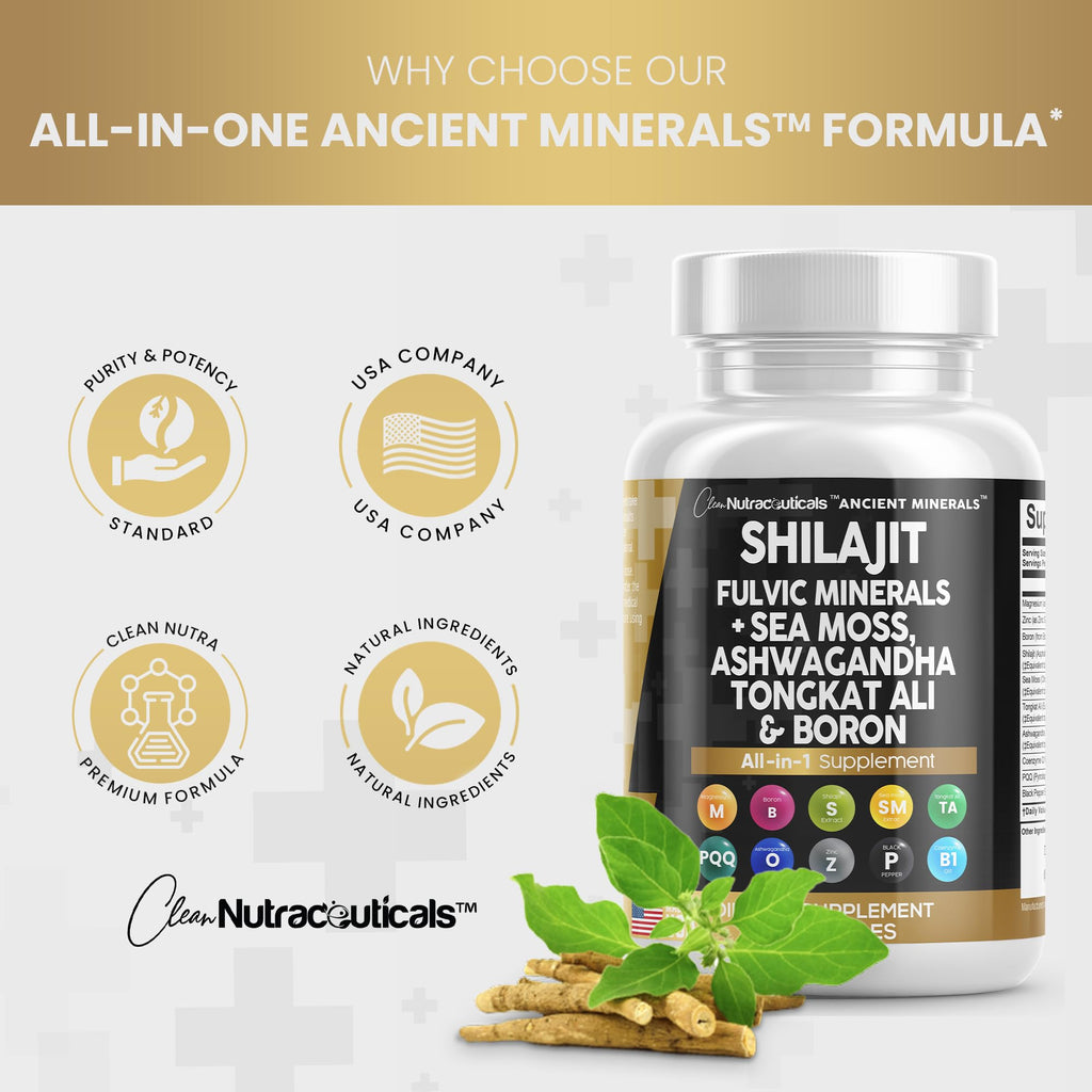 Pure Shilajit Supplement 10,000mg Himalayan w Sea Moss 6000mg Clean Nutraceuticals Au supplements