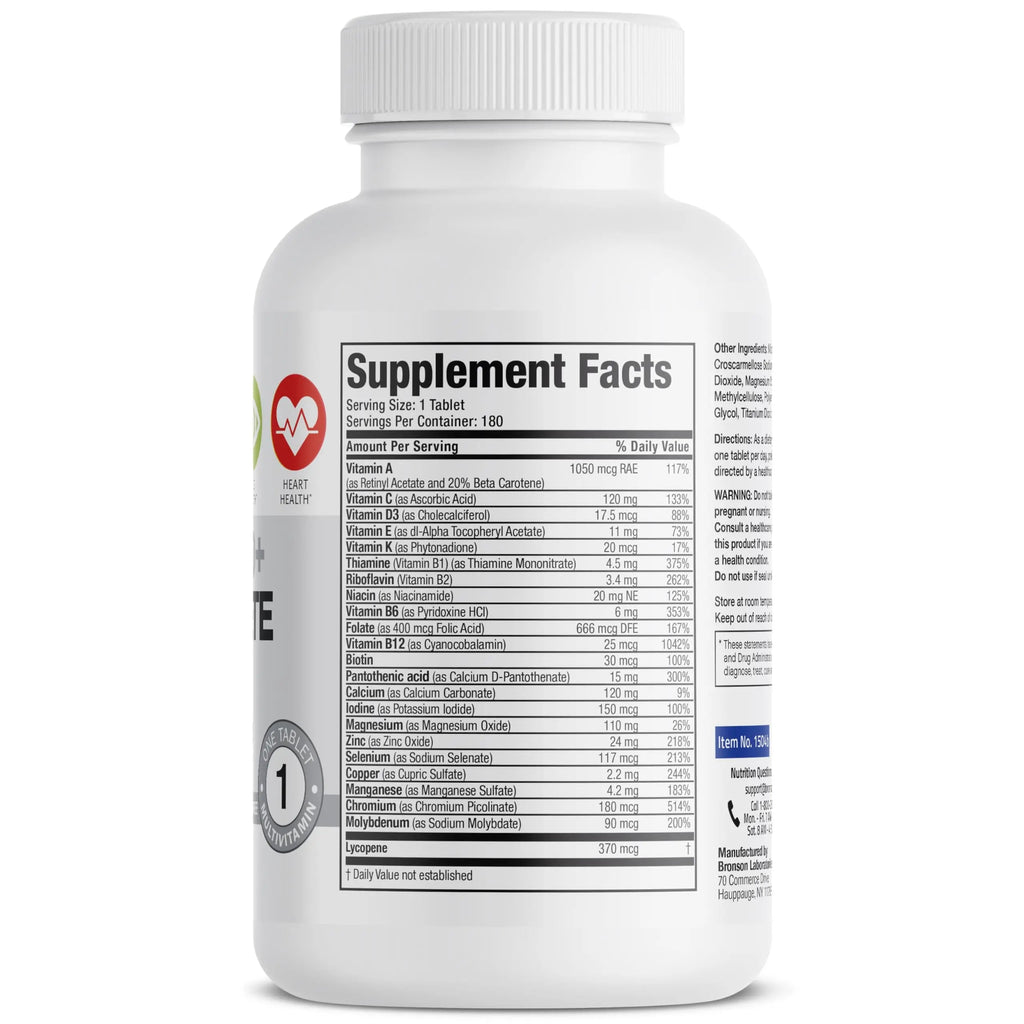 Bronson ONE Daily Mens 50+ Complete Multivitamin Multimineral, 180 Tablets Bronson Au supplements